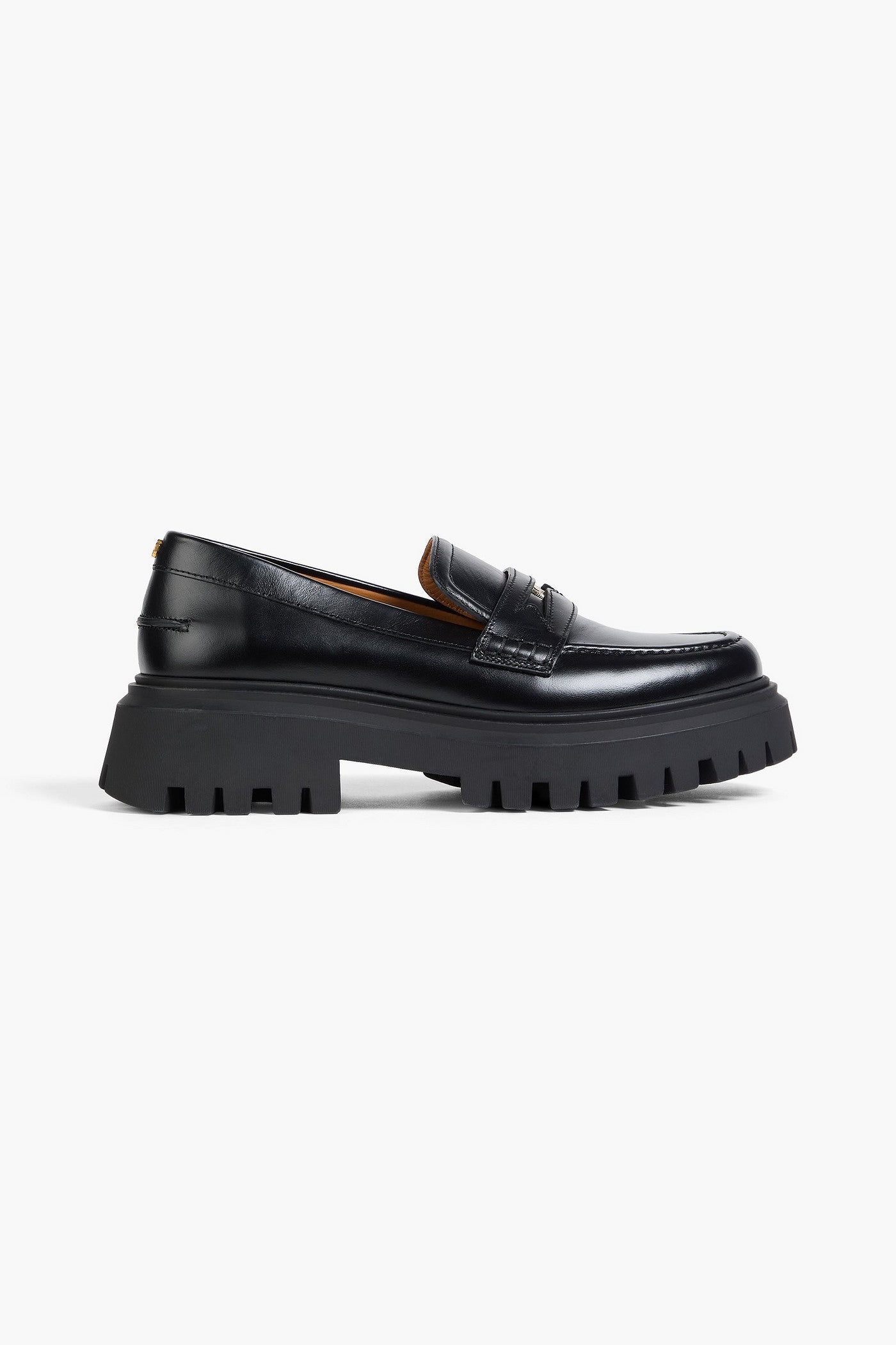 Maje Embellished Leather Platform Loafers Black Women's