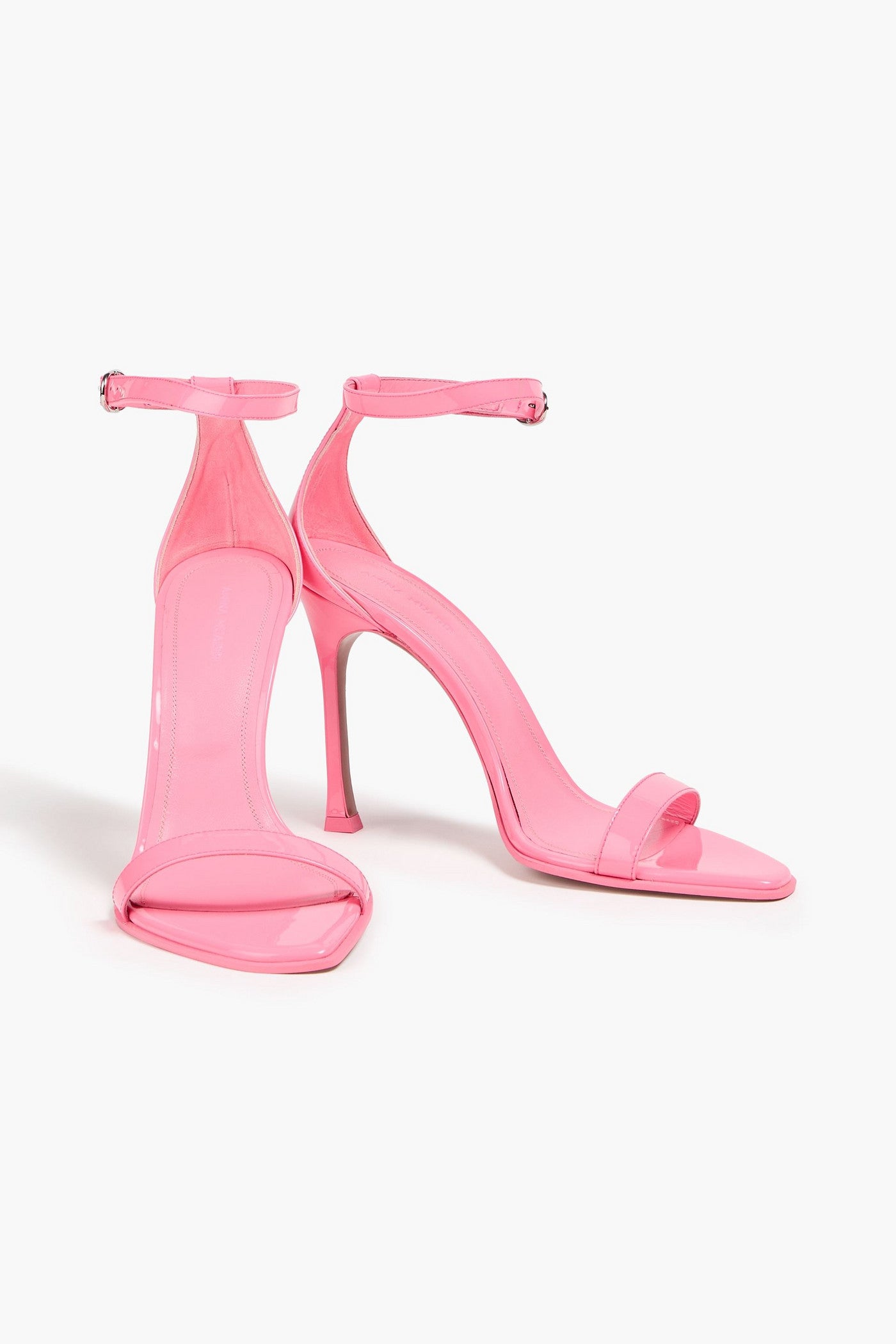 Amina Muaddi Kim Patent-Leather Sandals Bubblegum Women's