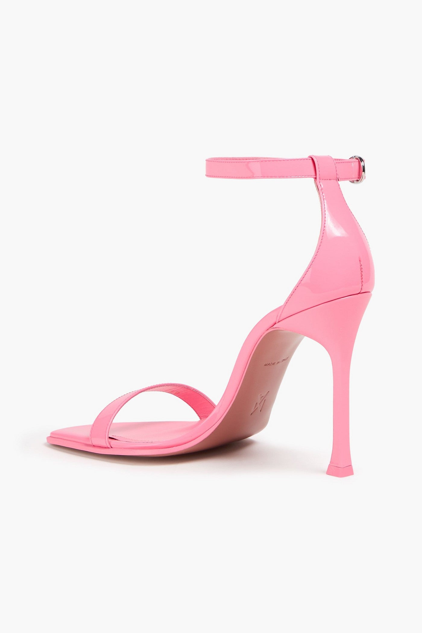 Amina Muaddi Kim Patent-Leather Sandals Bubblegum Women's