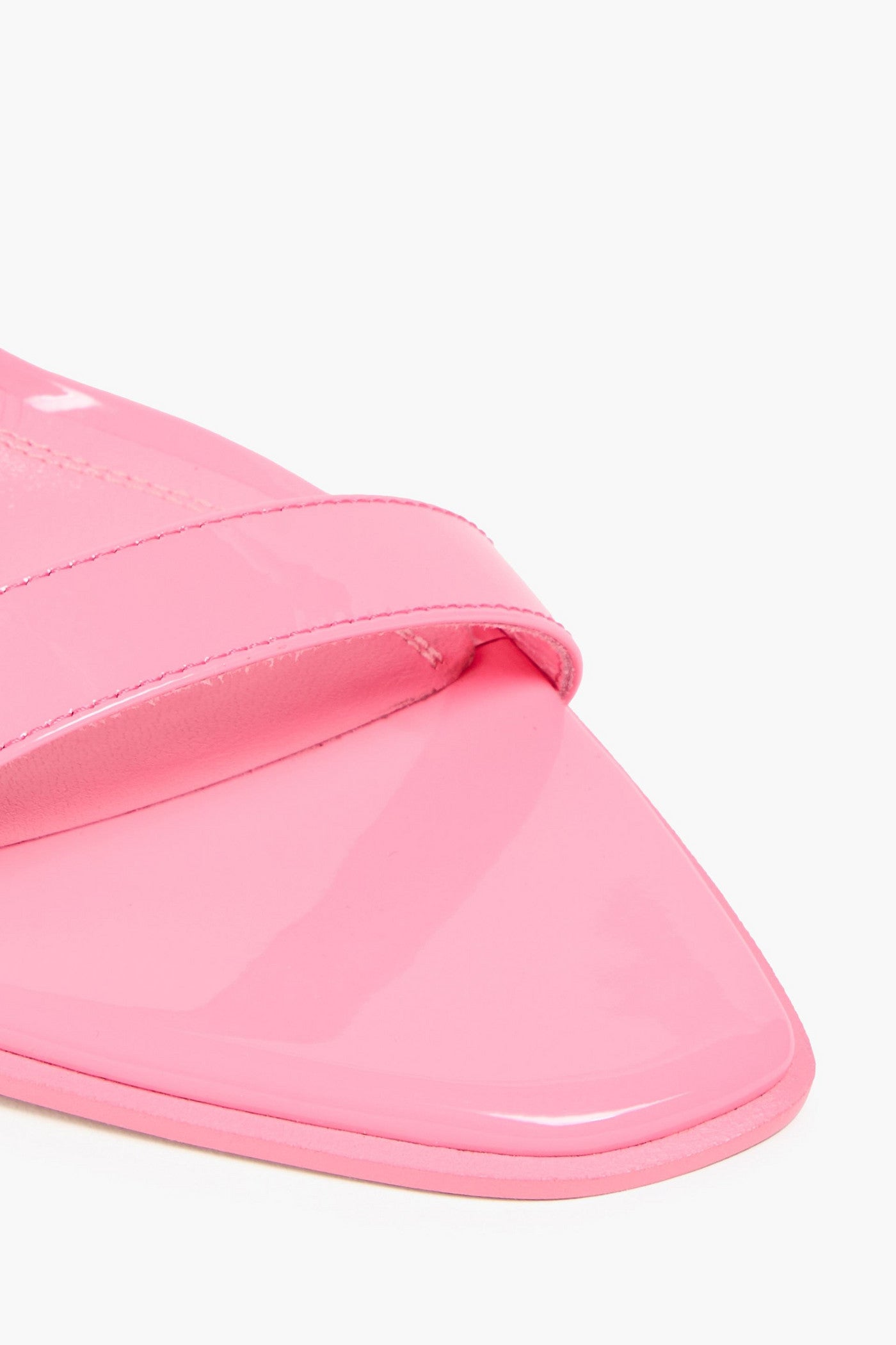Amina Muaddi Kim Patent-Leather Sandals Bubblegum Women's