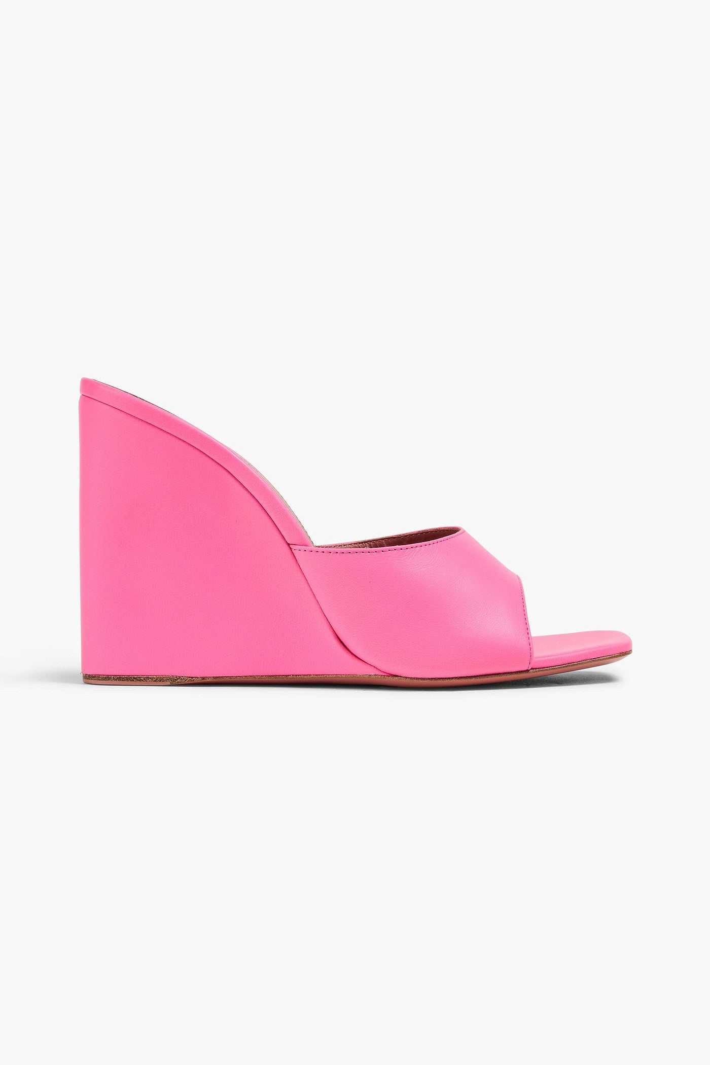 Amina Muaddi Lupita 95 Leather Wedge Mules Pink Women's