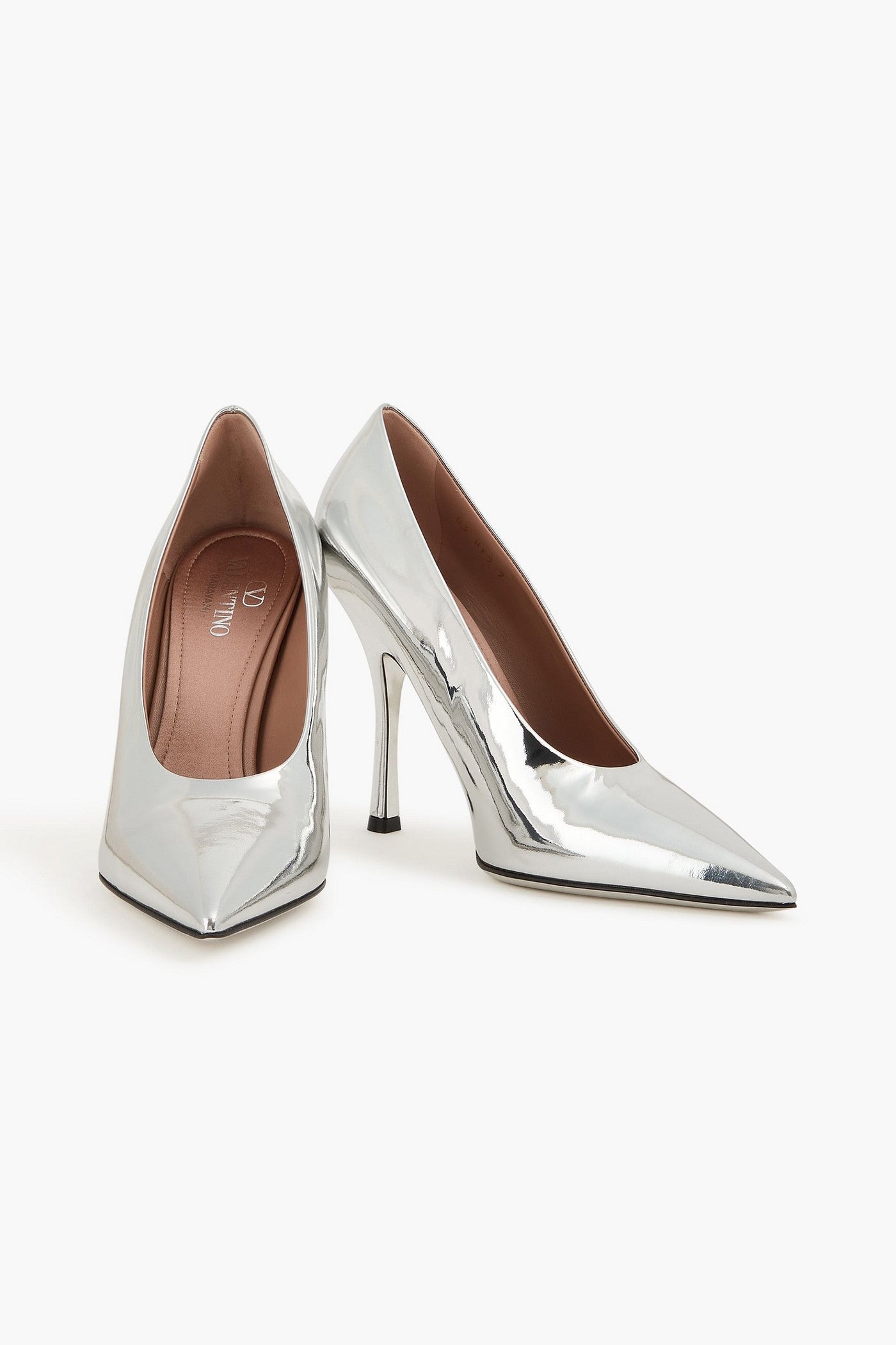 Valentino Garavani Nite-Out 110 Mirrored-Leather Pumps Silver Women's