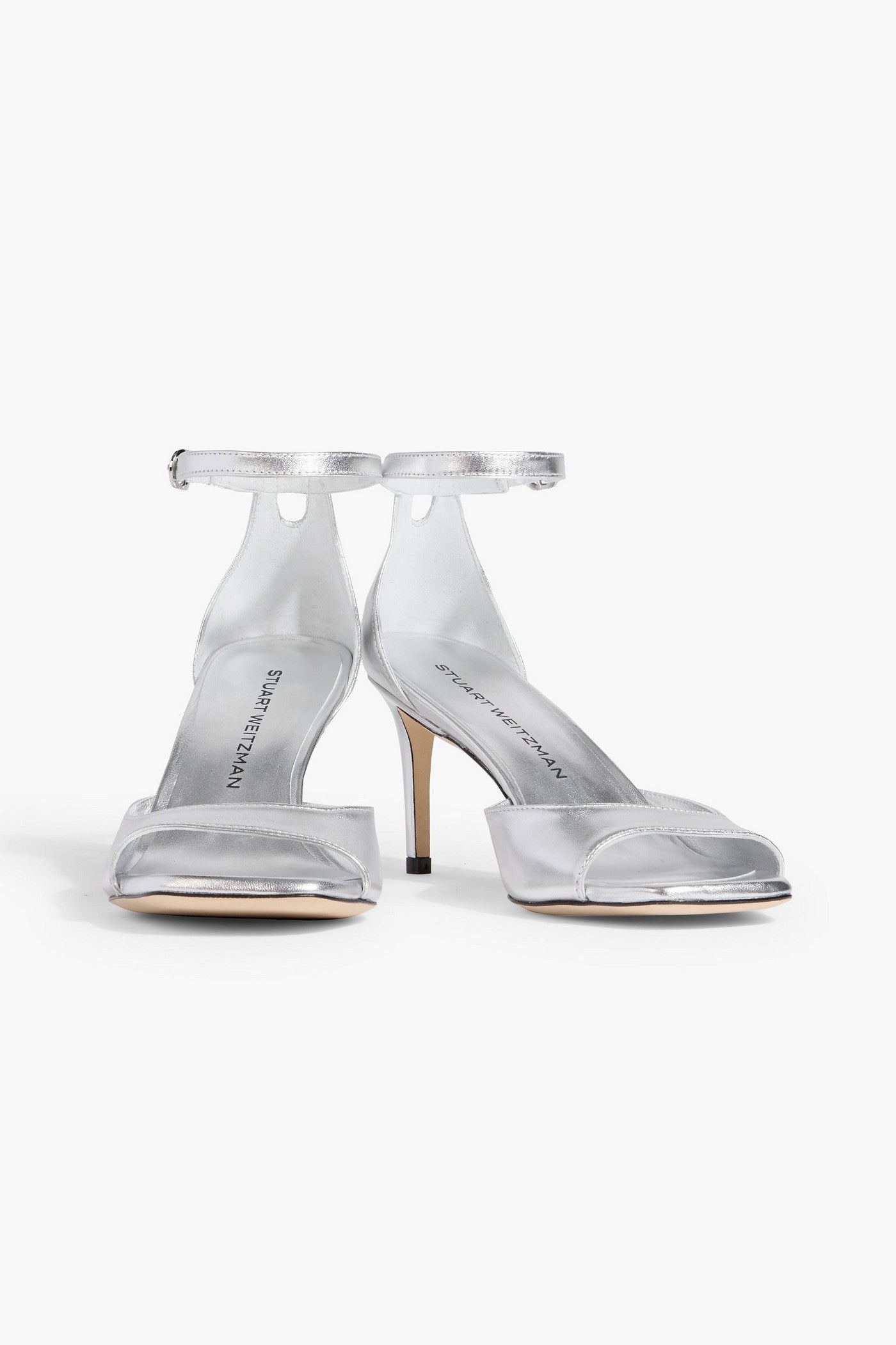Stuart Weitzman Metallic Leather Sandals Silver Women's