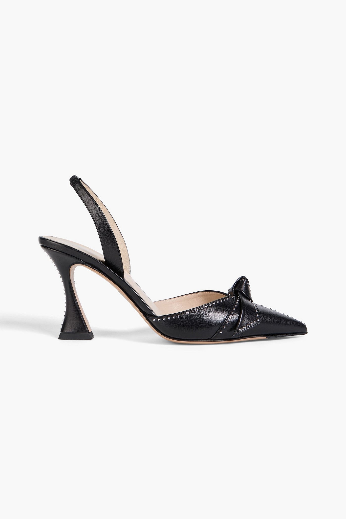 Alexandre Birman Clarita Bell 85 Bow-Detailed Studded Leather Slingback Pumps Black Women's