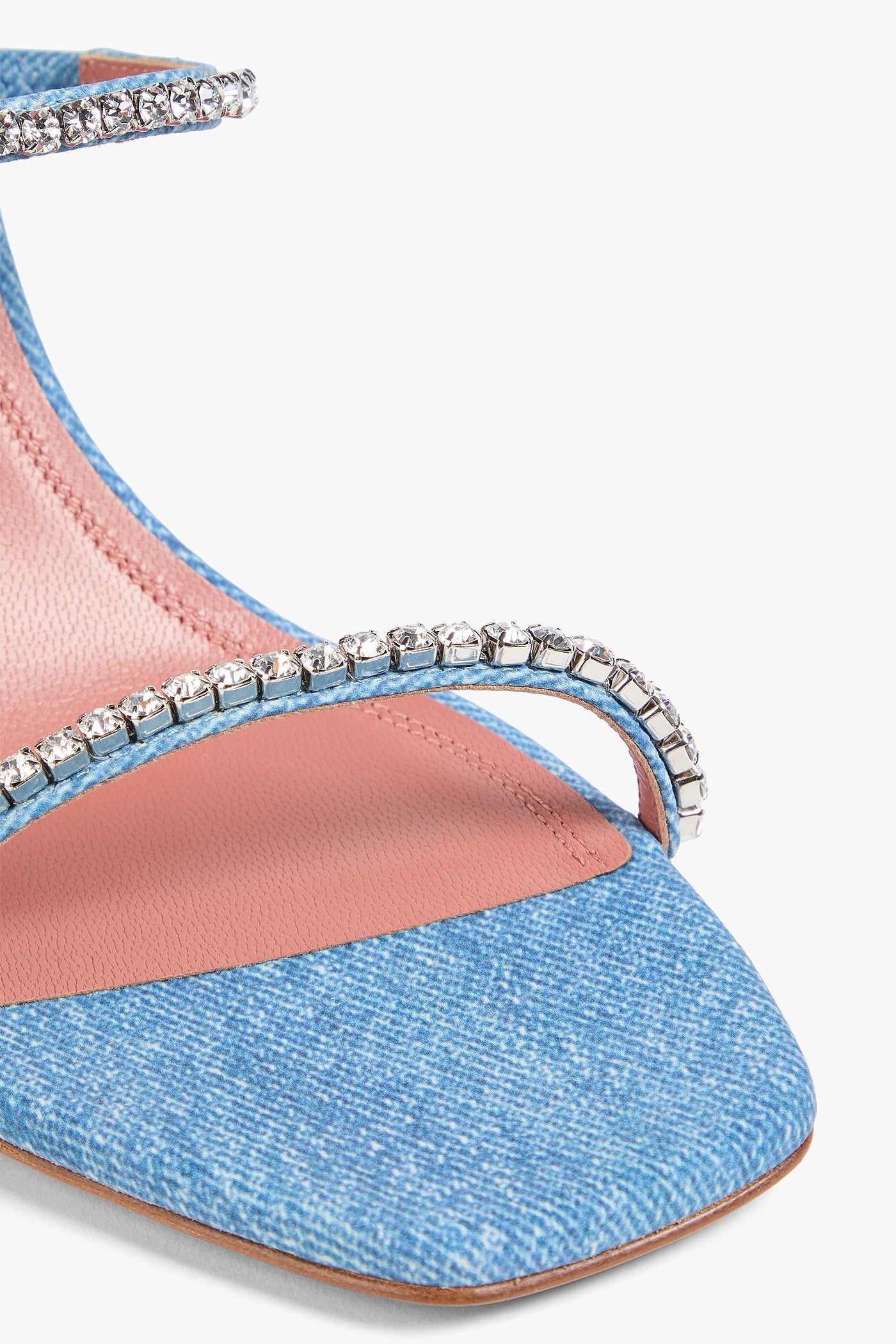 Amina Muaddi Gilda Crystal-Embellished Denim Sandals Light Denim Women's