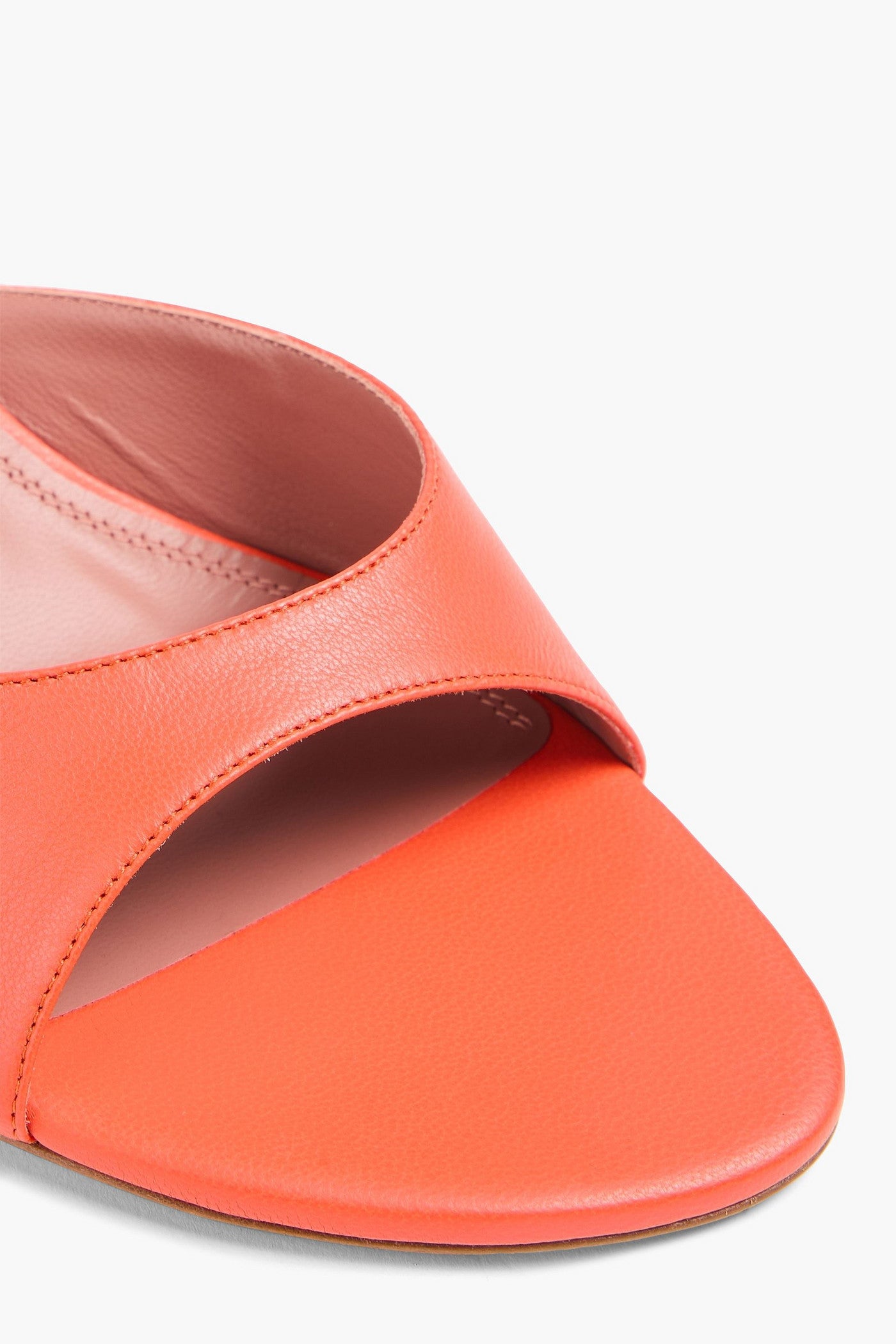 Amina Muaddi Jeanne 60 Leather Mules Papaya Women's
