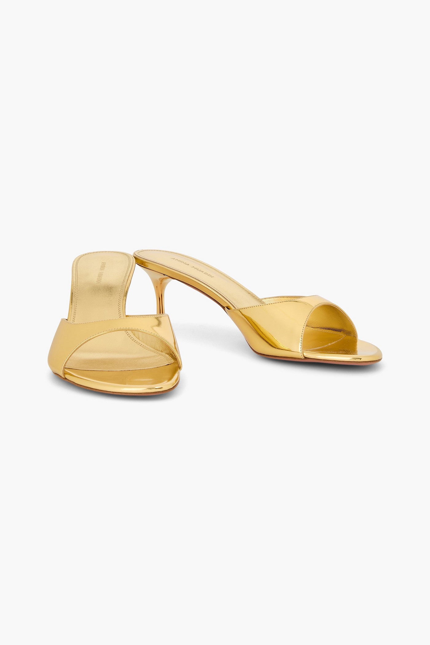 Amina Muaddi Jeanne Mirrored-Leather Mules Gold Women's