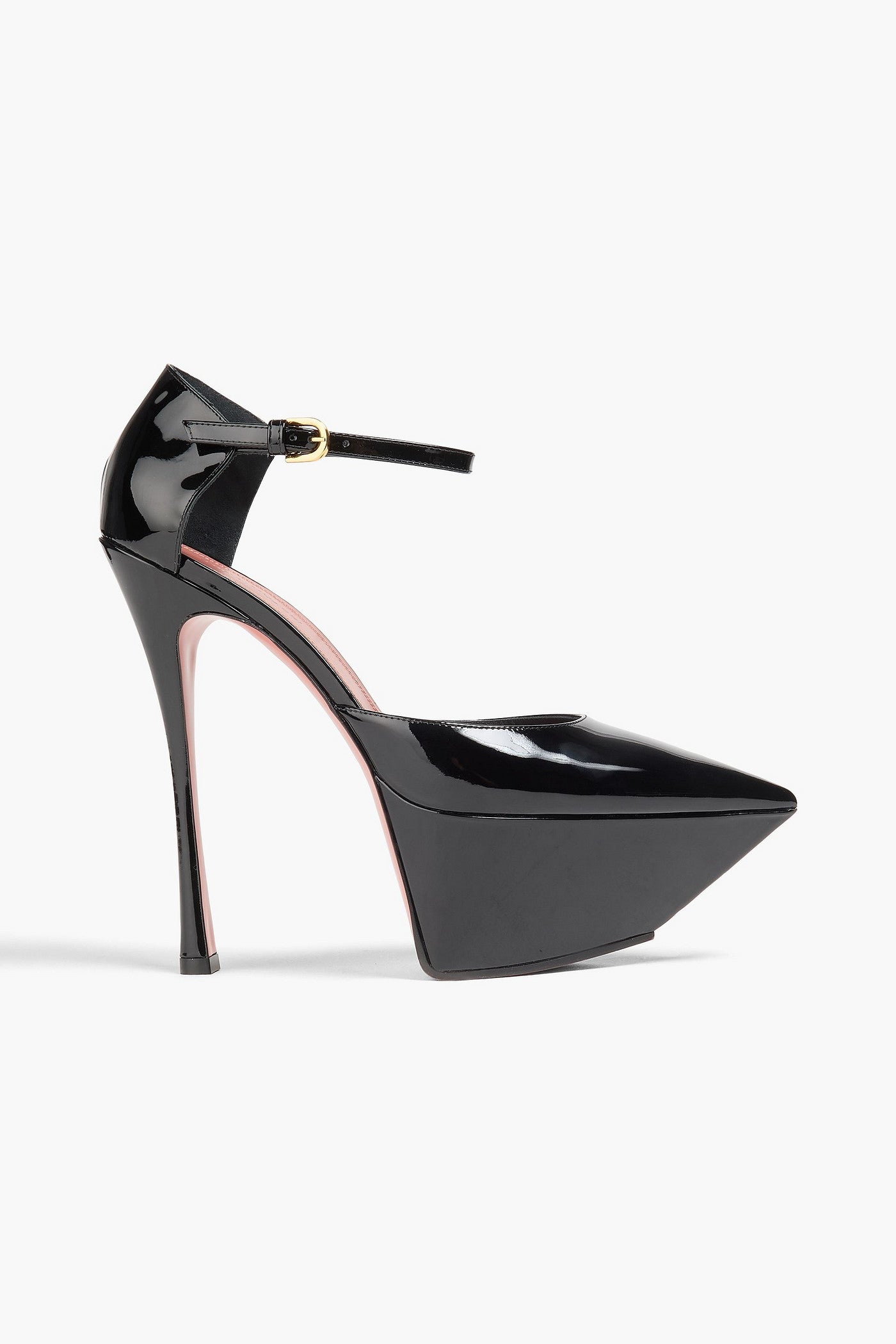 Amina Muaddi Angelica Patent-Leather Platform Pumps Black Women's