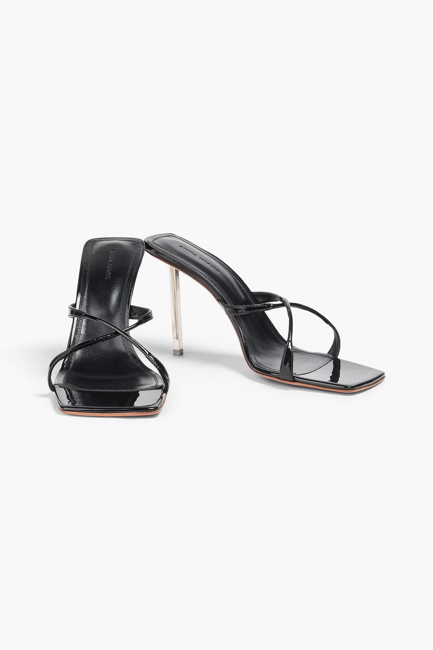 Amina Muaddi Adriana Patent-Leather Mules Black Women's