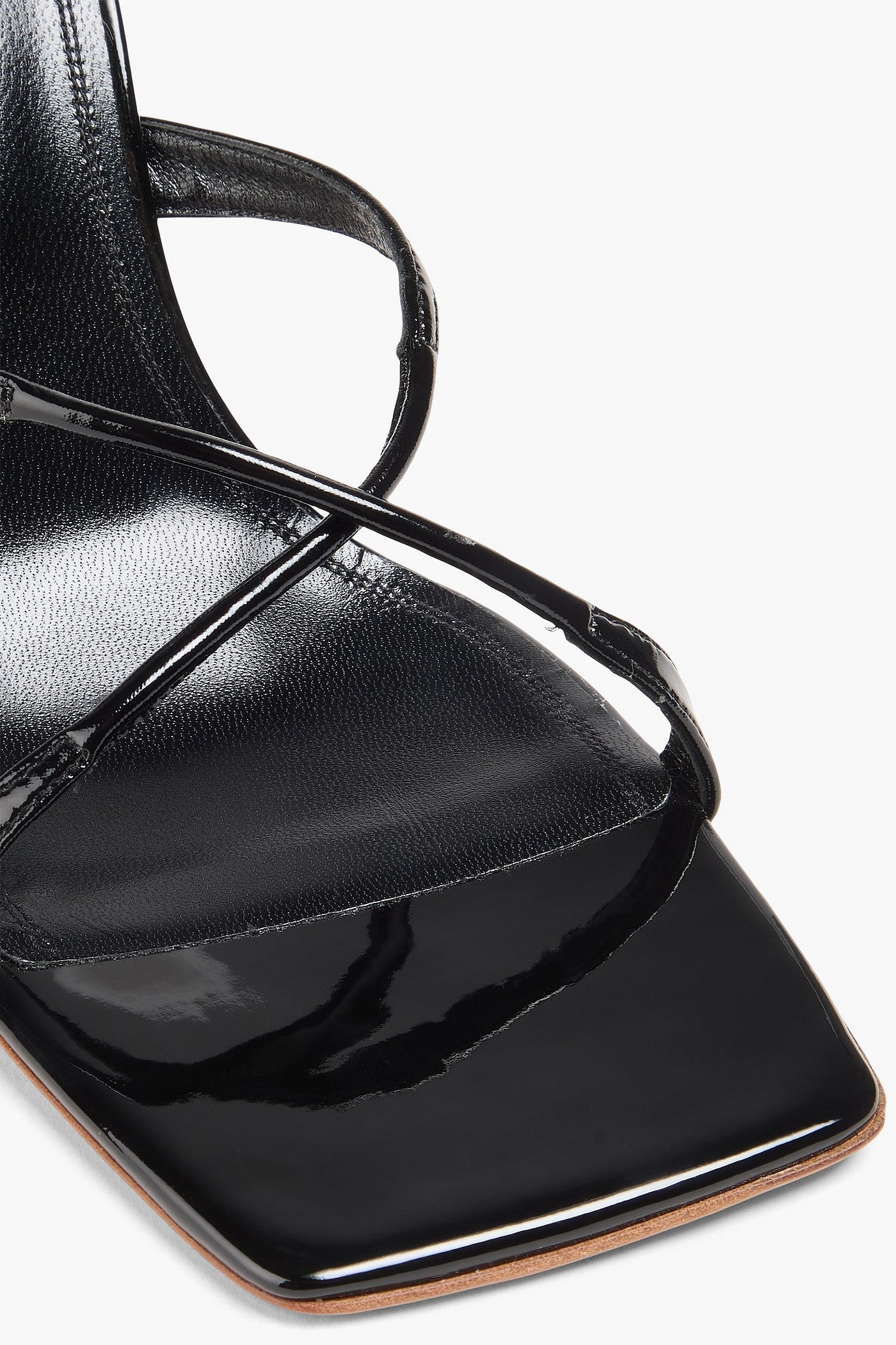 Amina Muaddi Adriana Patent-Leather Mules Black Women's