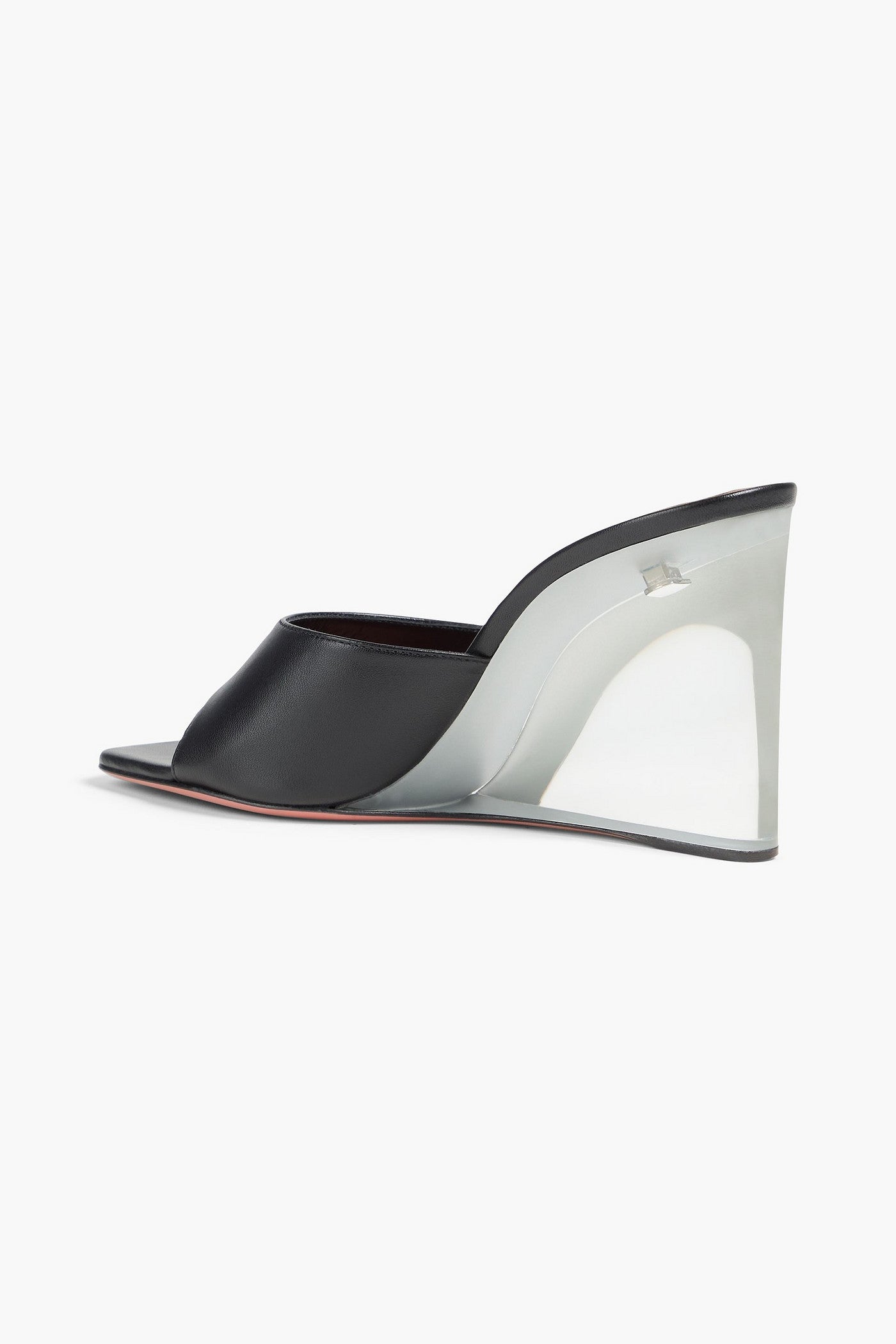 Amina Muaddi Lupita Leather Wedge Mules Black Women's