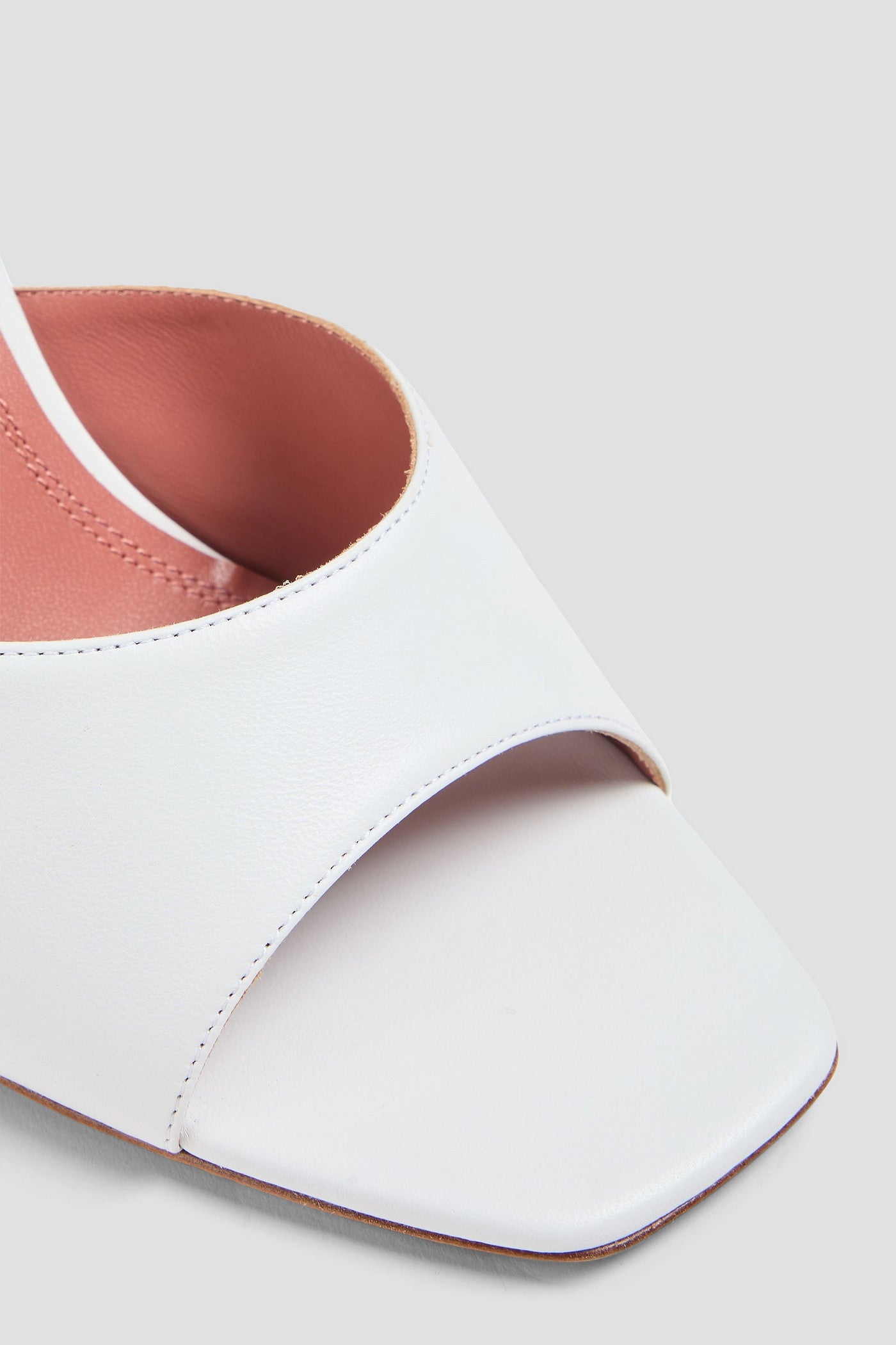 Amina Muaddi Lupita Leather Wedge Mules White Women's
