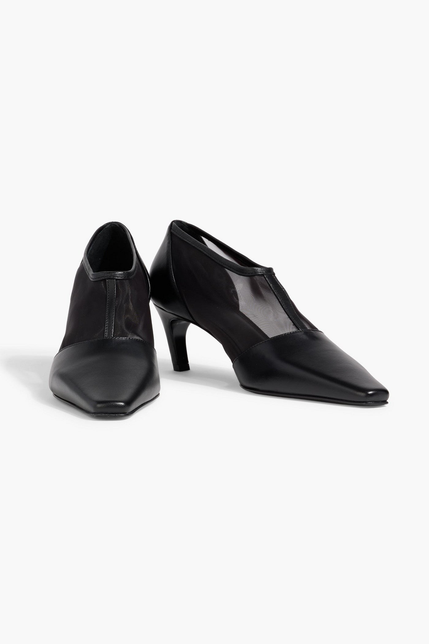 Toteme The T-Strap Mesh And Leather Pumps Black Women's