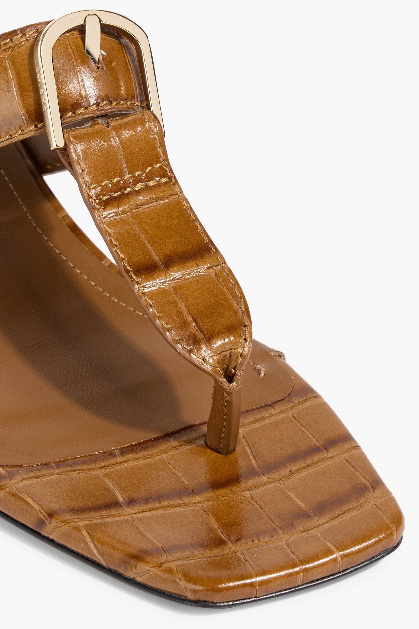 Toteme The Belted Croc-Effect Leather Sandals Camel Women's
