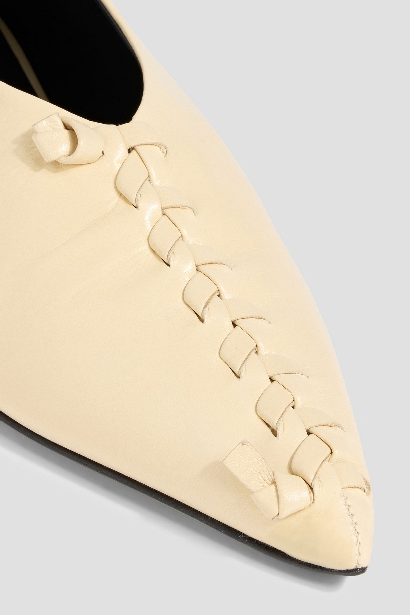 Jil Sander Leather Point-Toe Flats Cream Women's