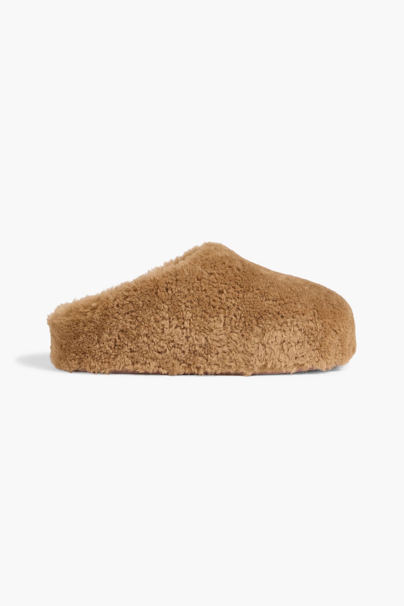 Amina Muaddi Giuly Shearling Clogs Camel Women's