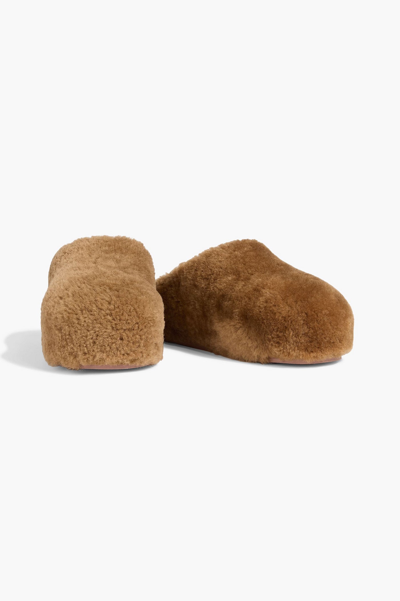 Amina Muaddi Giuly Shearling Clogs Camel Women's