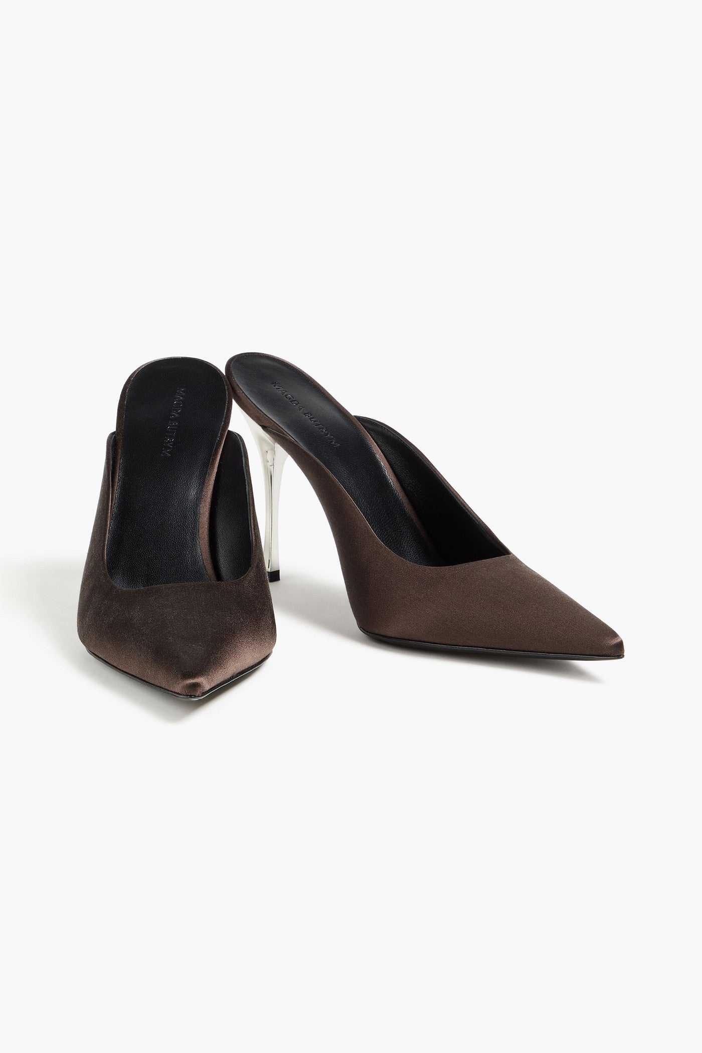 Magda Butrym Satin Mules Chocolate Women's