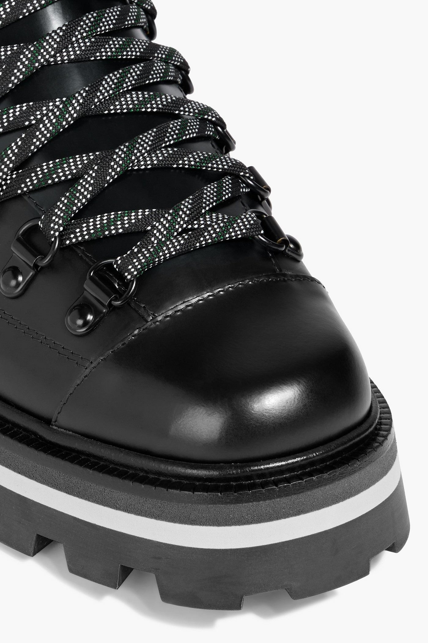 Jimmy Choo Chike Leather And Ribbed-Knit Hiking Boots Black Women's