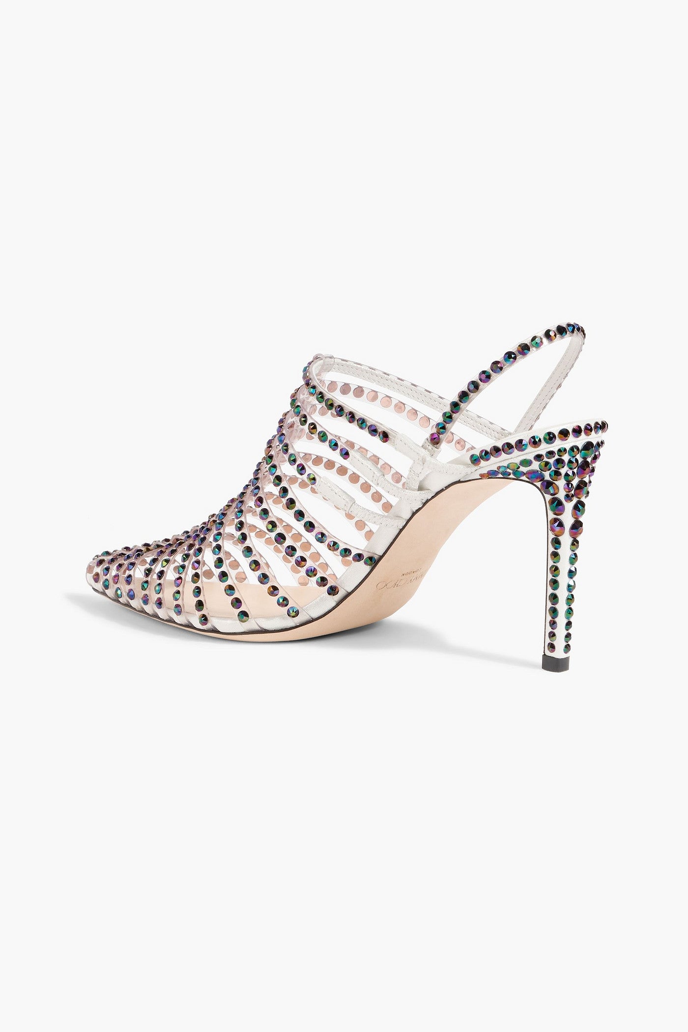 Jimmy Choo Thu 85 Crystal-Embellished Lam And Pvc Slingback Sandals Silver Women's