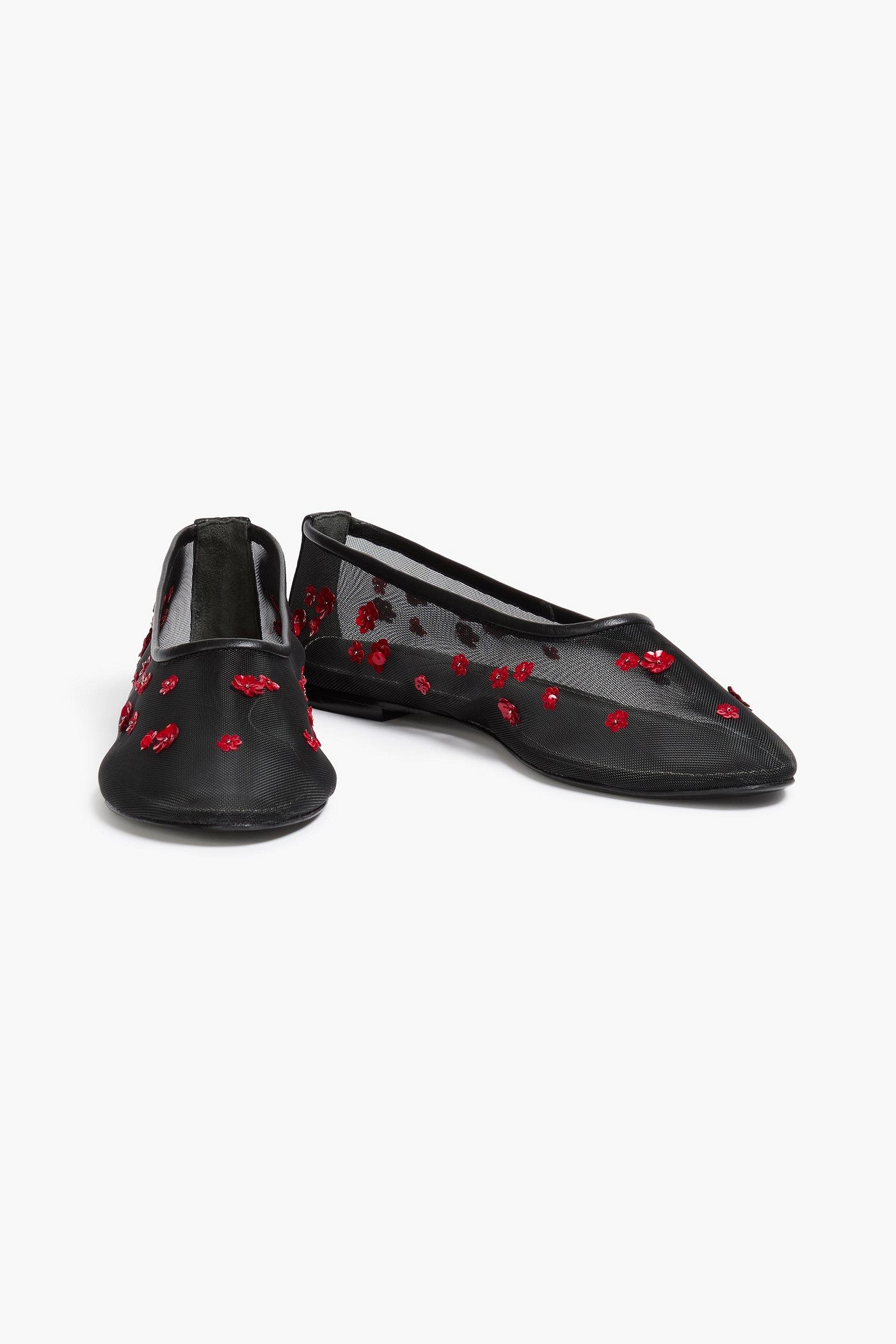 Staud Alba Embellished Mesh Ballet Flats Black Women's