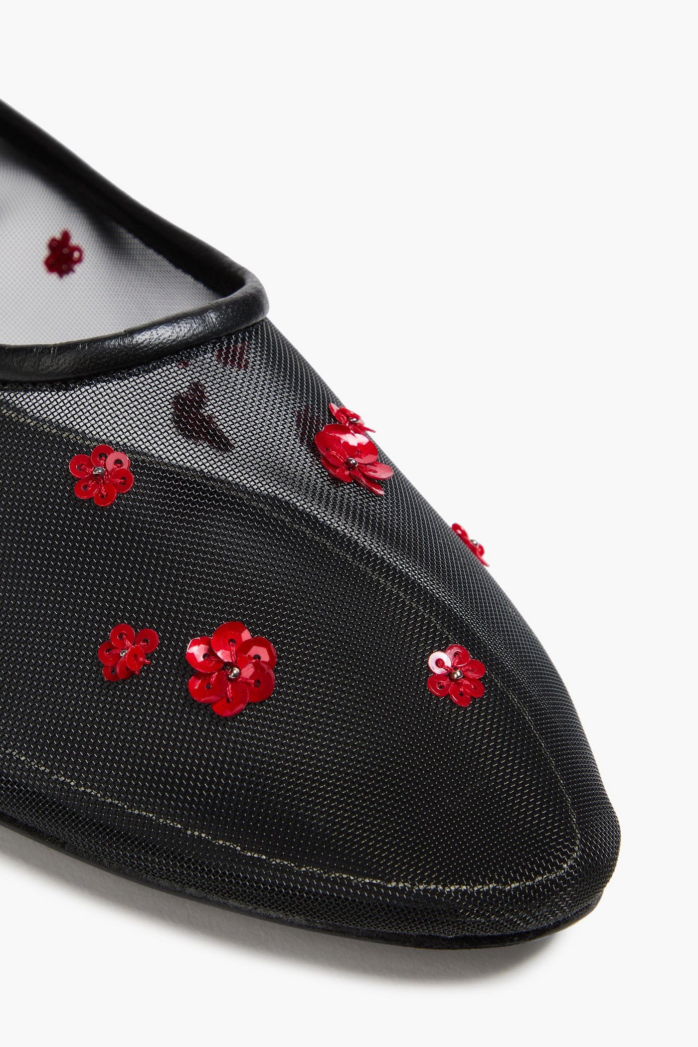 Staud Alba Embellished Mesh Ballet Flats Black Women's