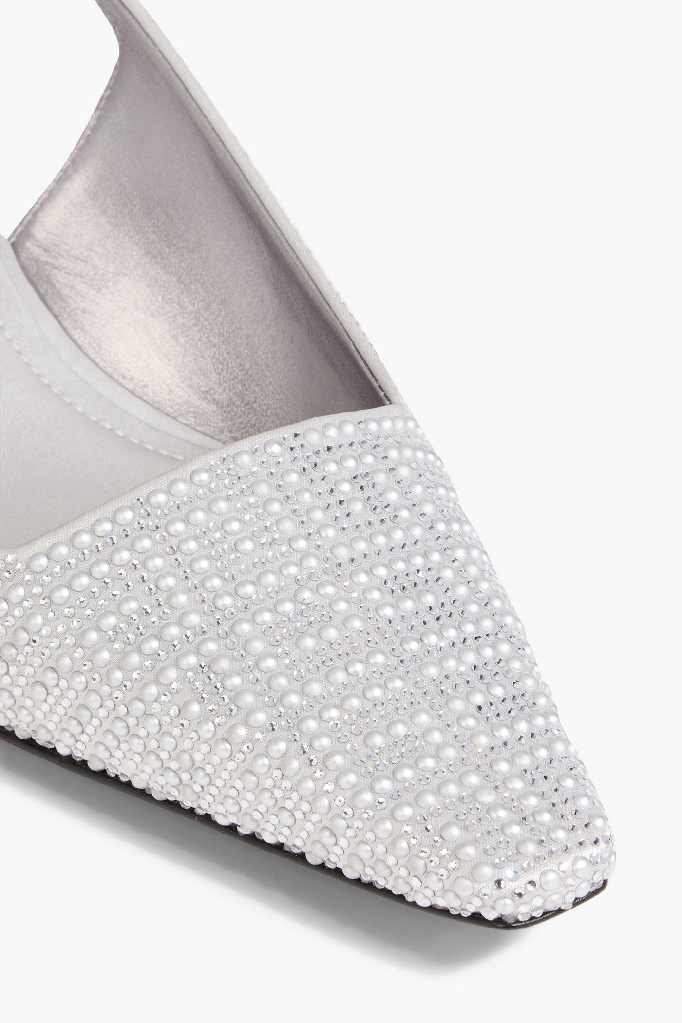 Givenchy G Cube Embellished Satin Slingback Pumps Silver Women's