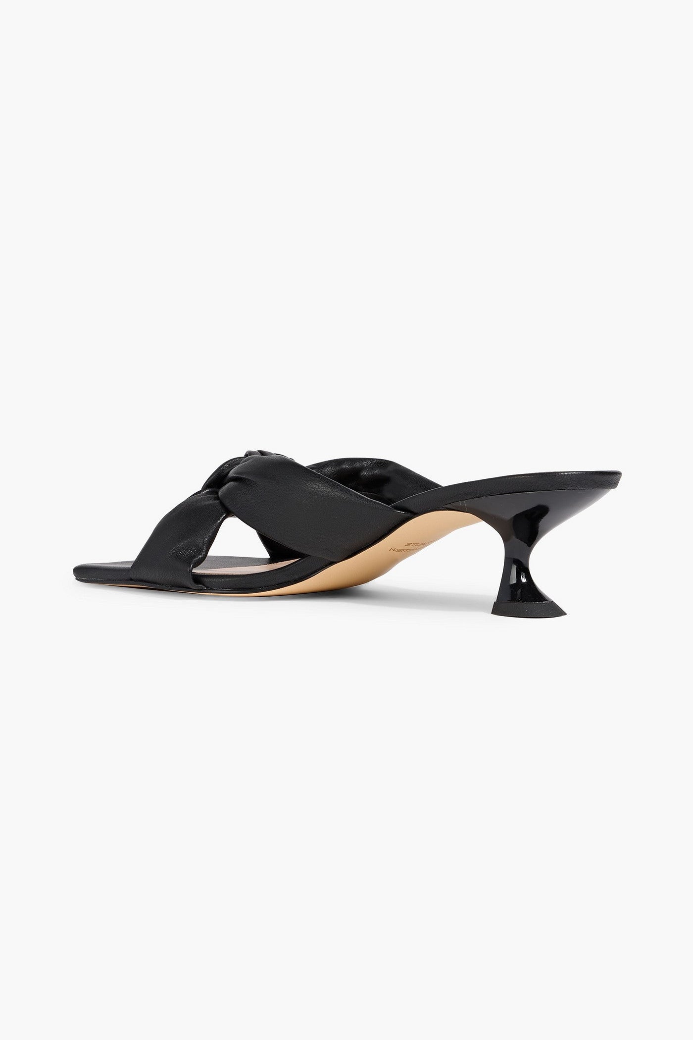 Stuart Weitzman Playa 50 Knotted Padded Leather Mules Black Women's
