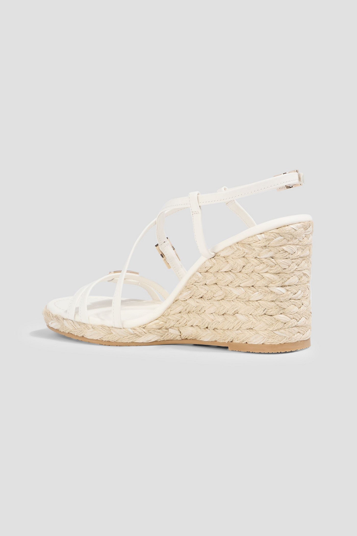 Stuart Weitzman Georgie Leather Espadrille Wedge Slingback Sandals White Women's
