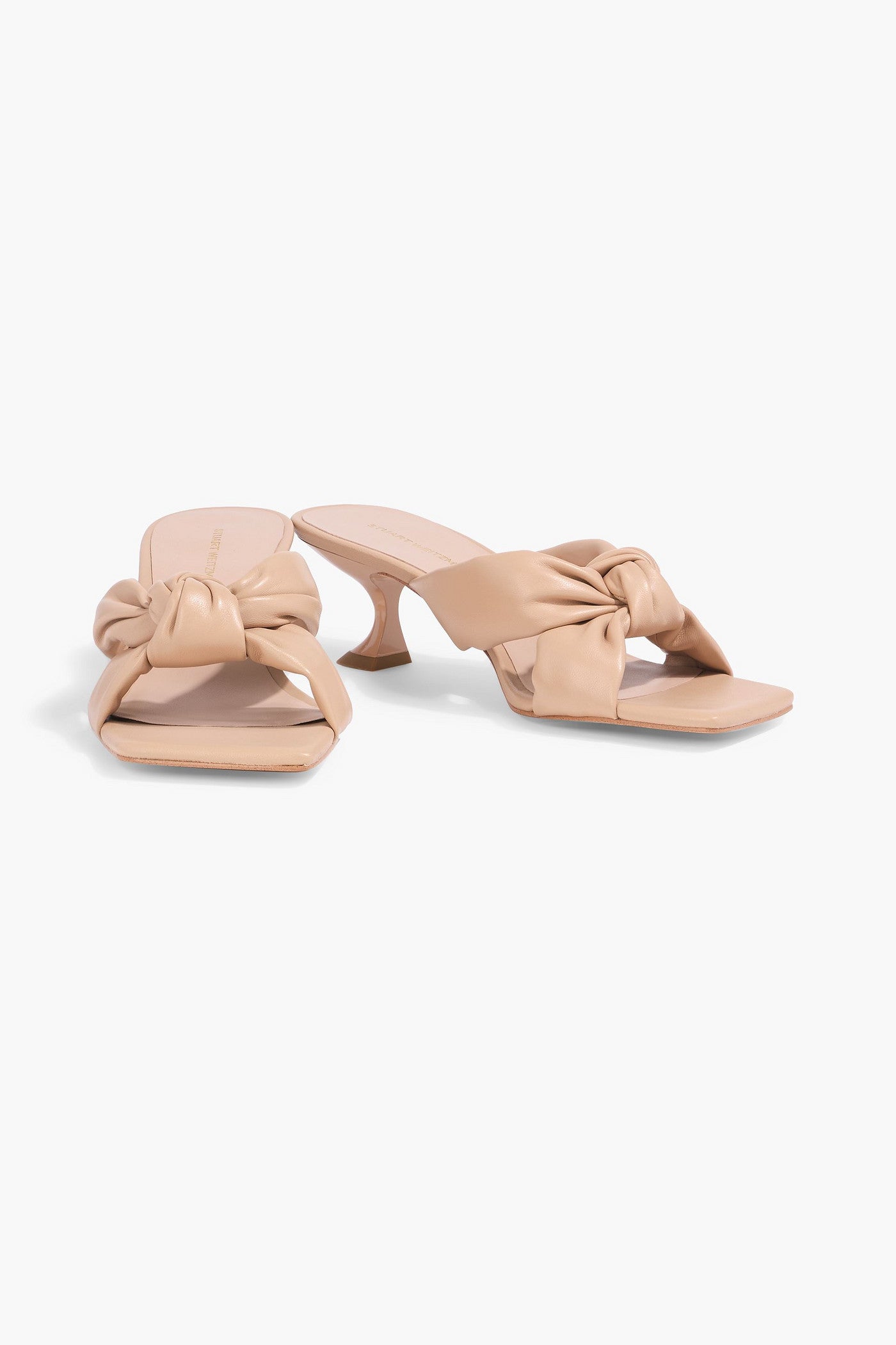 Stuart Weitzman Playa 50 Knotted Padded Leather Mules Neutral Women's