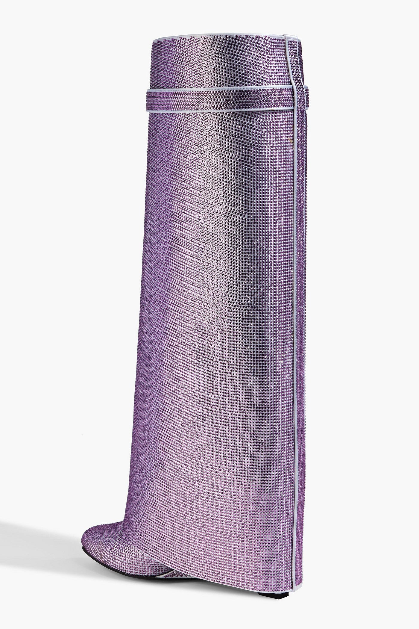 Givenchy Shark Lock Crystal-Embellished Satin Knee Boots Lavender Women's