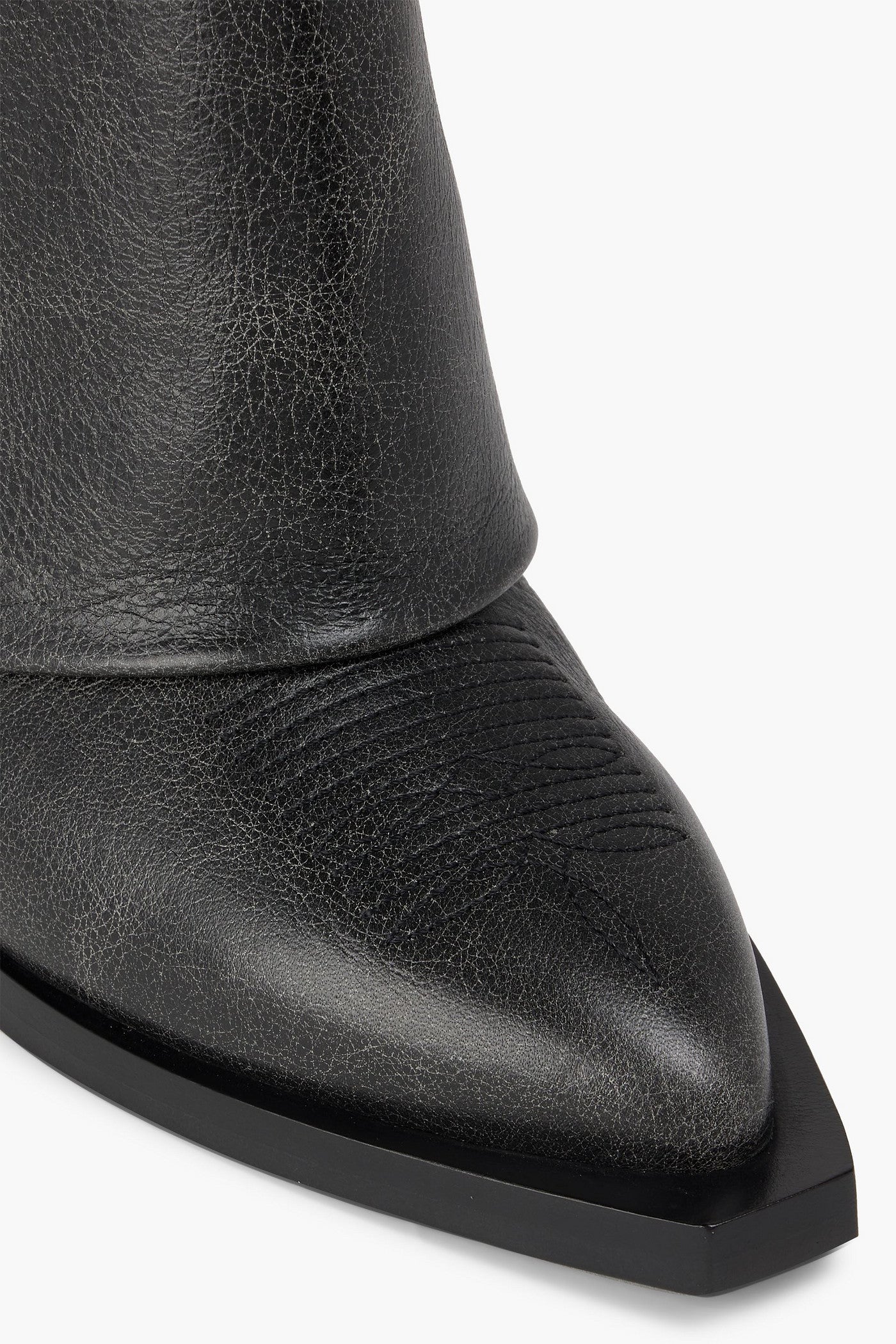 Givenchy Shark Lock Embellished Pebbled-Leather Cowboy Boots Black Women's