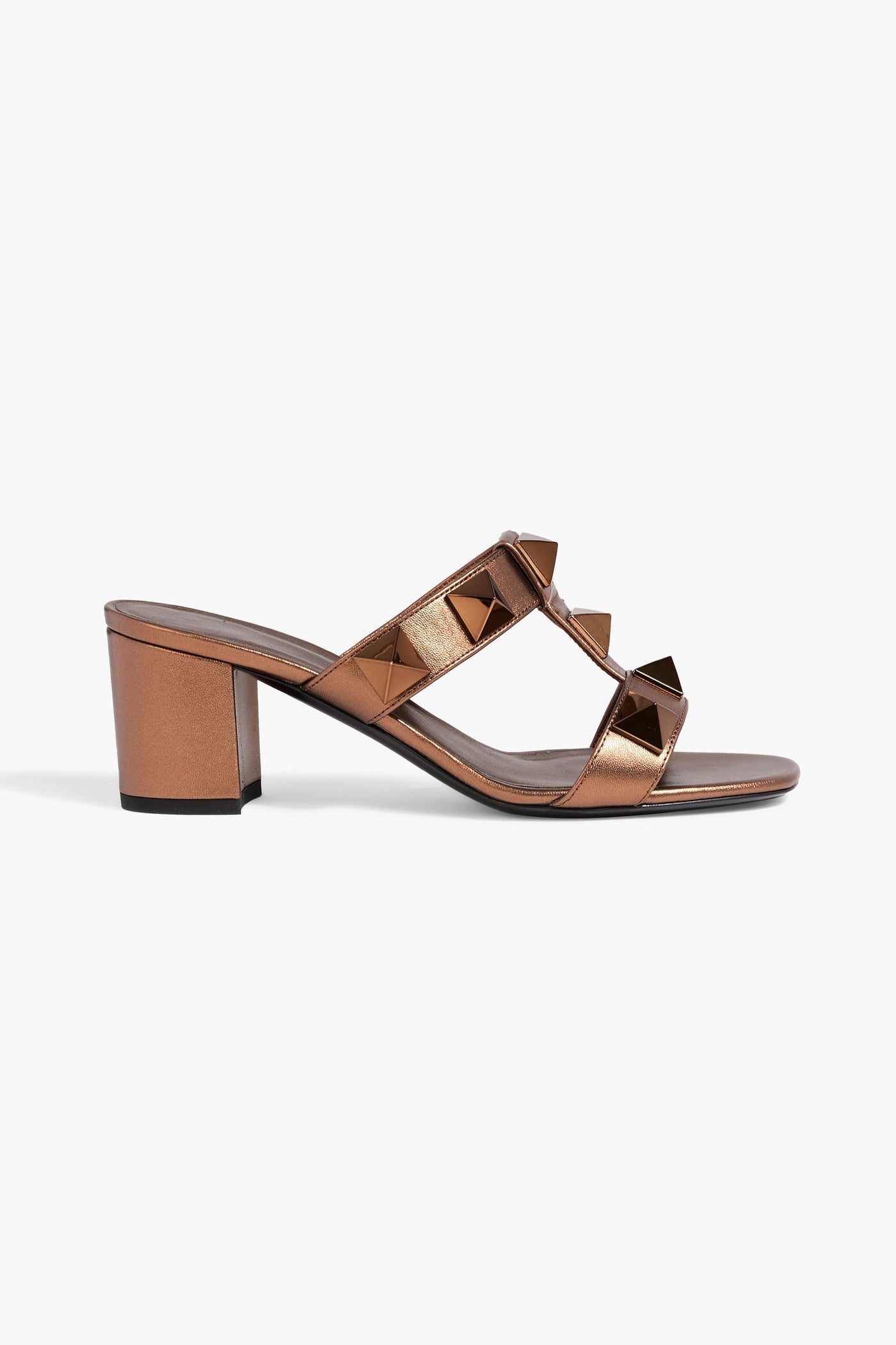 Valentino Garavani Roman Stud Metallic Leather Sandals Bronze Women's