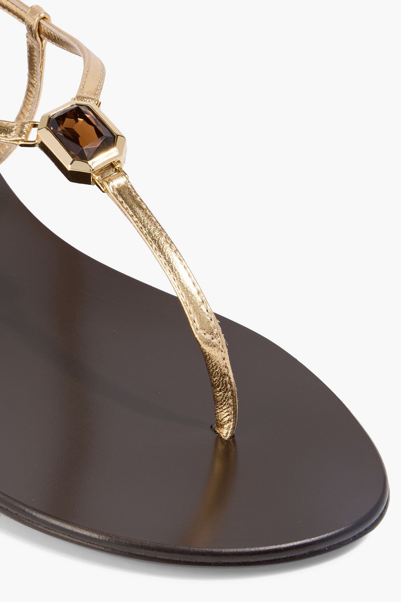Giuseppe Zanotti Cameliee Crystal-Embellished Metallic Leather Sandals Gold Women's