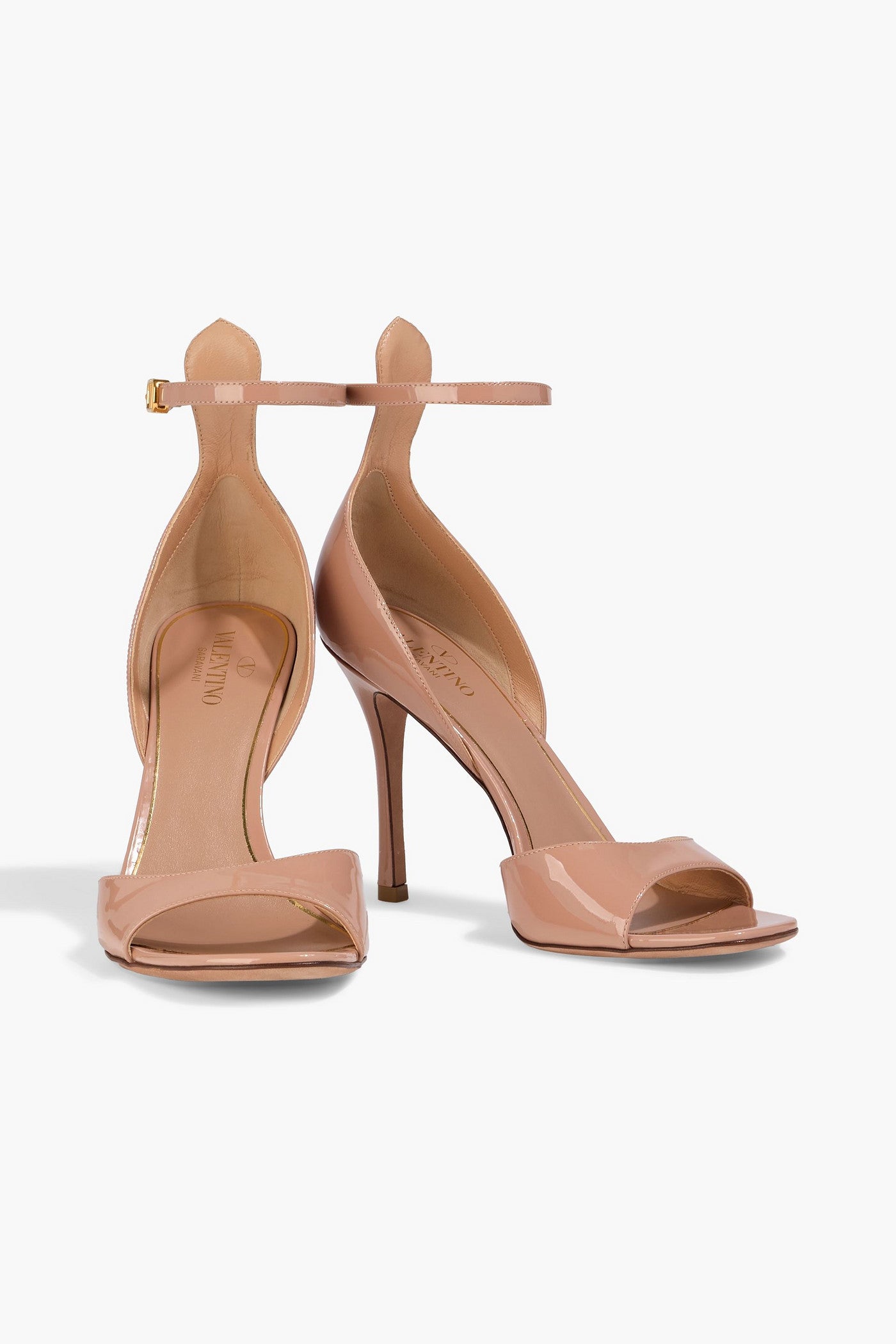 Valentino Garavani Tan-Go 100 Patent-Leather Sandals Blush Women's