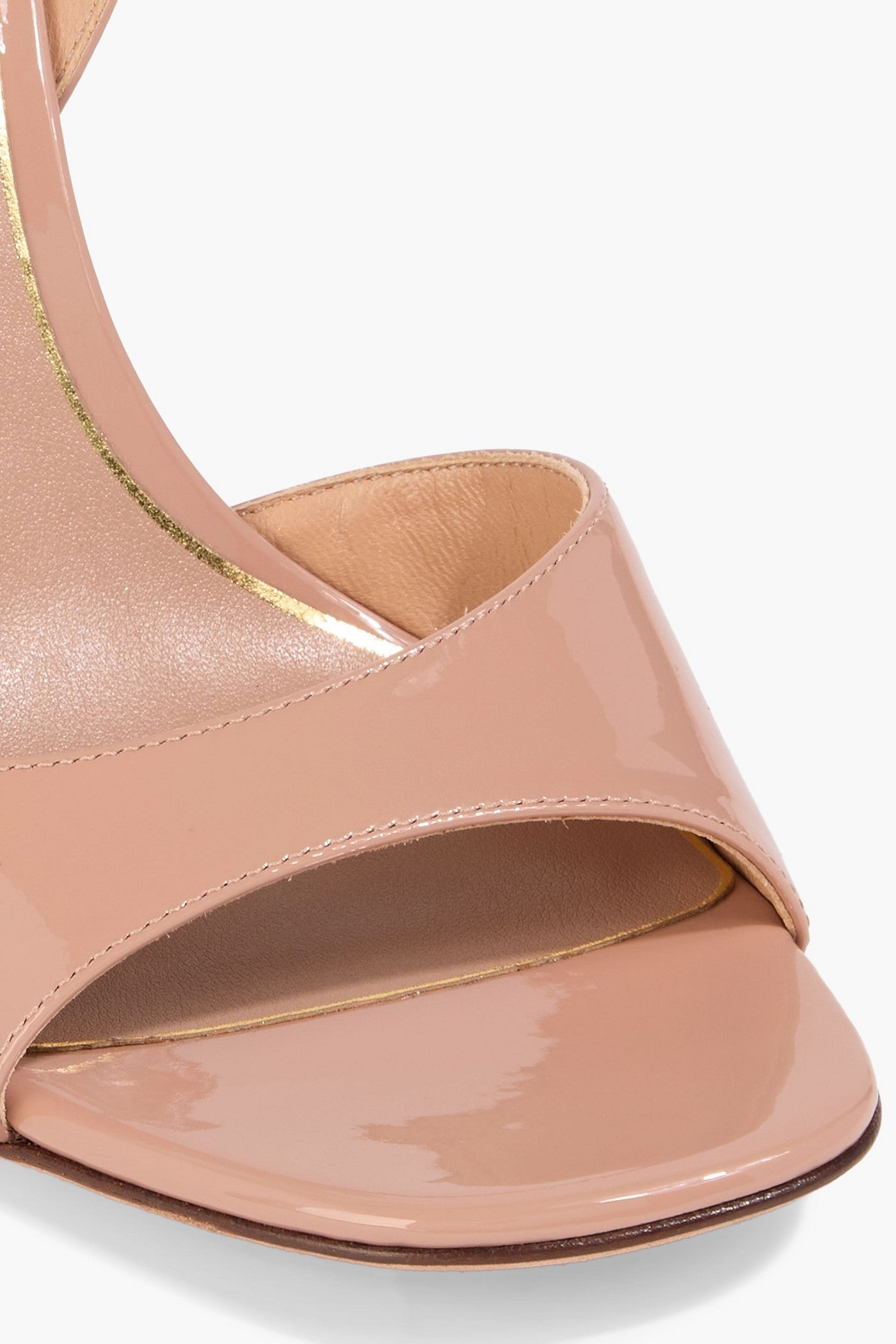 Valentino Garavani Tan-Go 100 Patent-Leather Sandals Blush Women's
