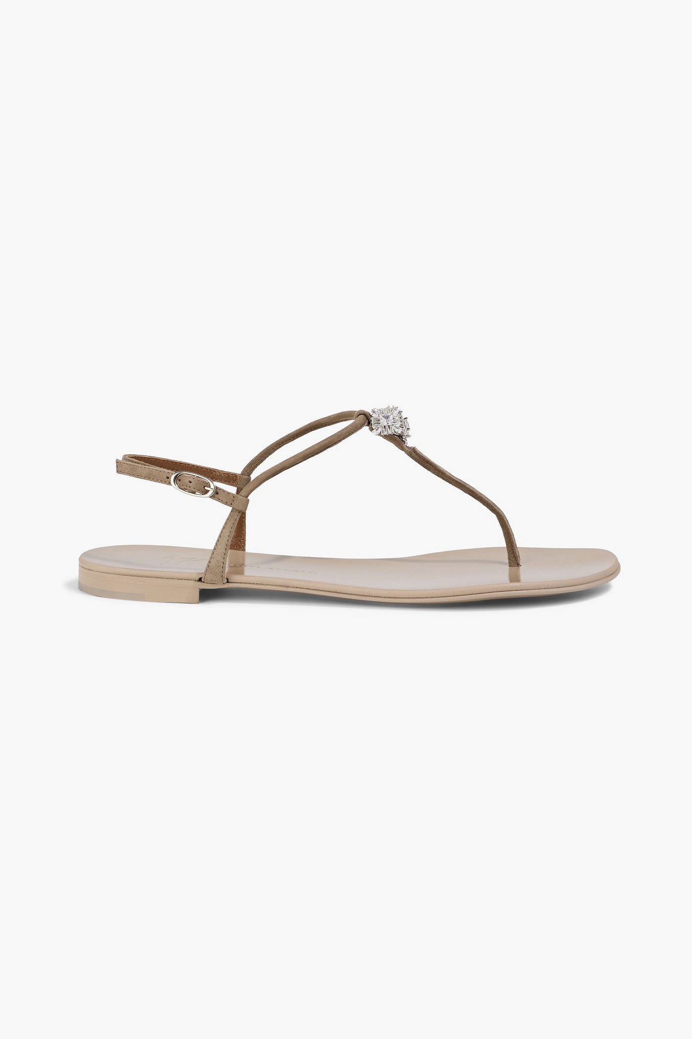 Giuseppe Zanotti Maryland Crystal-Embellished Suede Sandals Taupe Women's