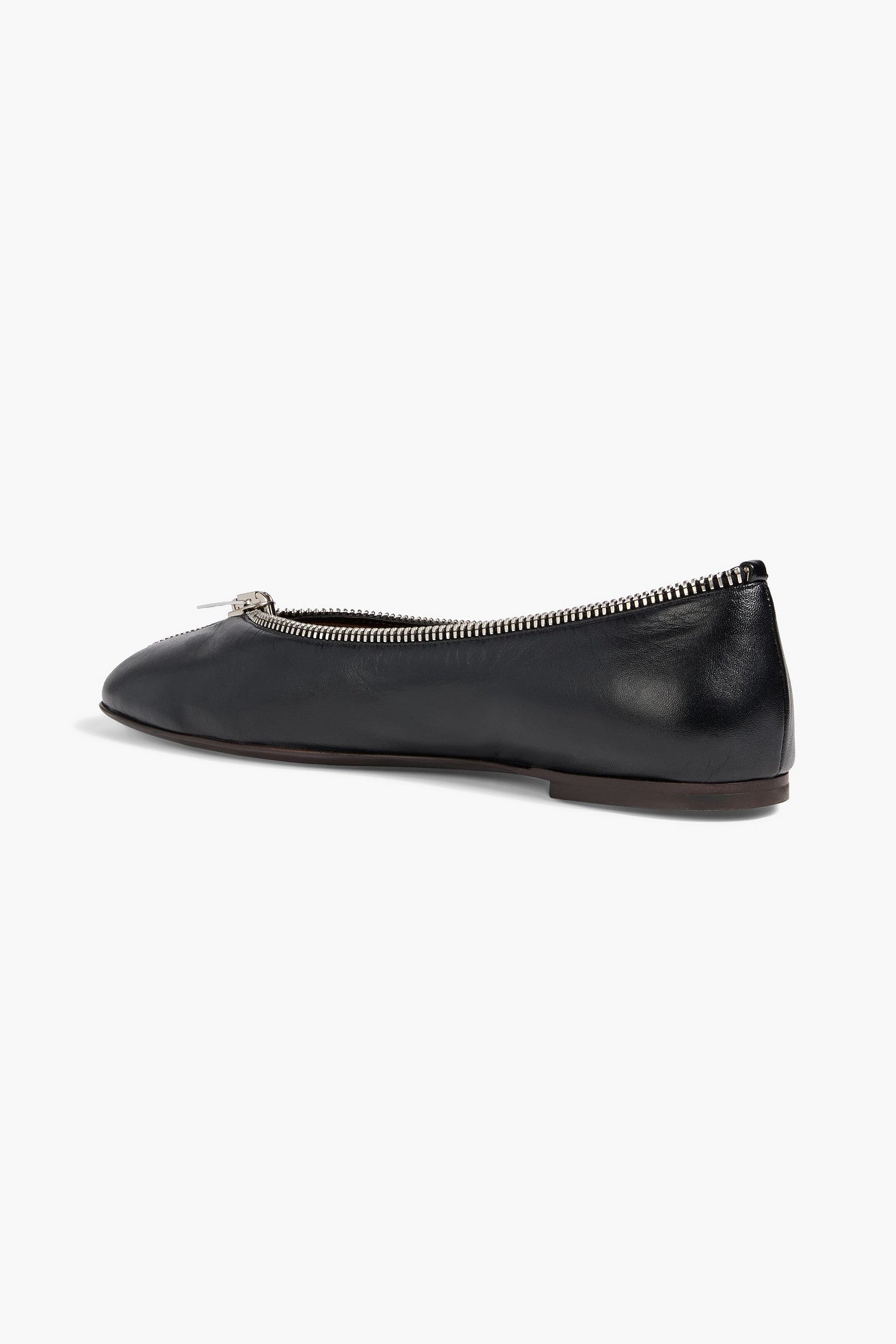 Giuseppe Zanotti Amanda Zip-Detailed Leather Ballet Flats Black Women's