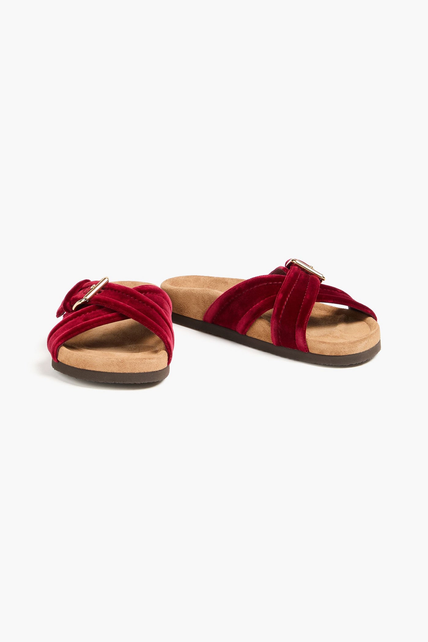 Valentino Garavani Fussfriend Buckled Velvet Slides Claret Women's