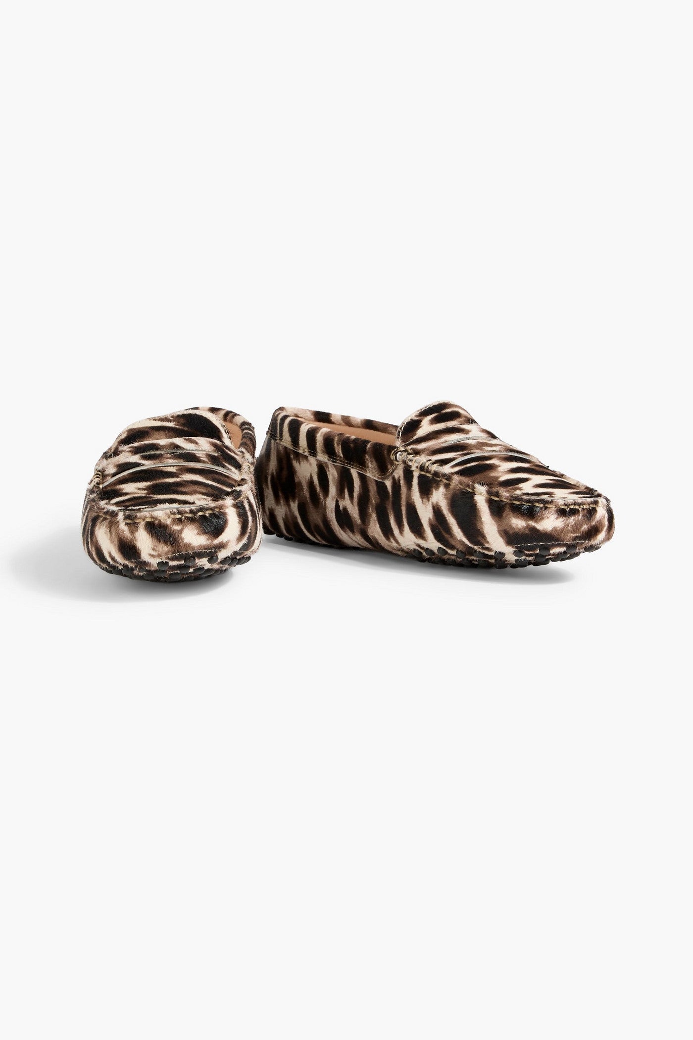 Tod's Gommino Leopard-Print Calf Hair Loafers Brown Women's