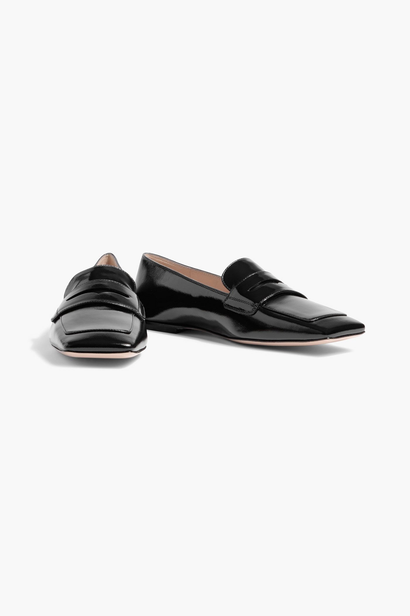 Gianvito Rossi Christina 05 Glossed-Leather Loafers Black Women's