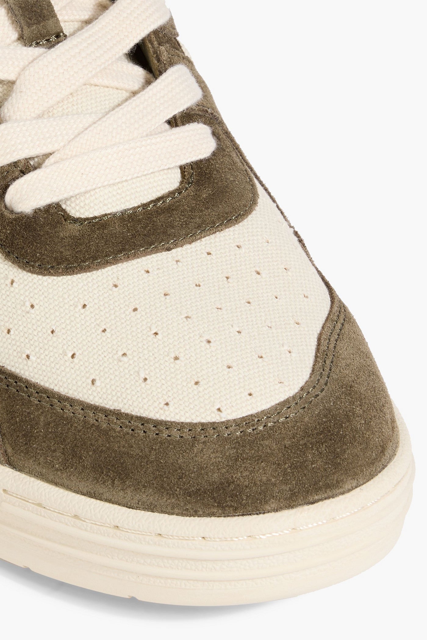 Palm Angels University Quilted Canvas And Suede Sneakers Army Green