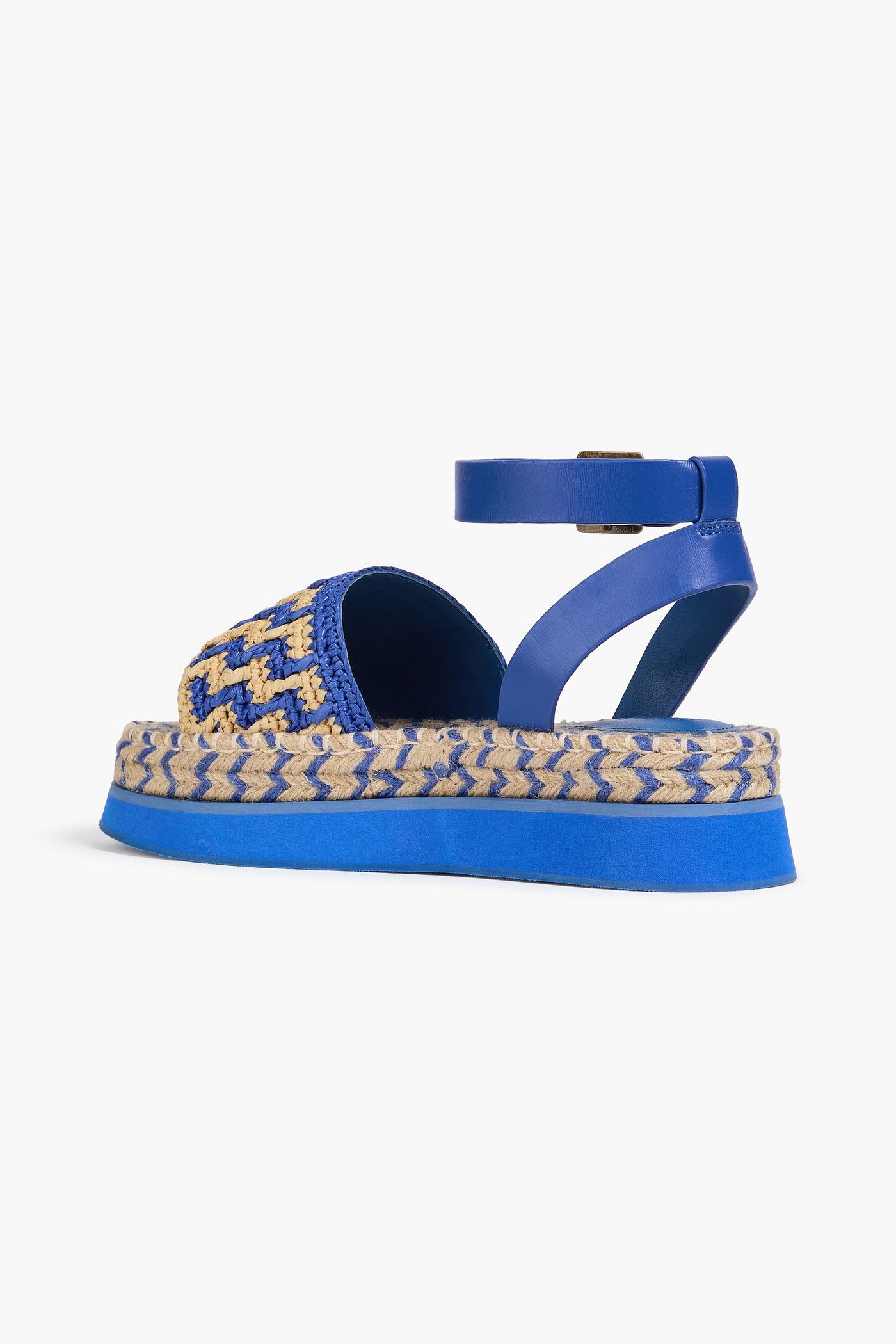 Farm Rio Leather And Faux Raffia Platform Sandals Navy Women's