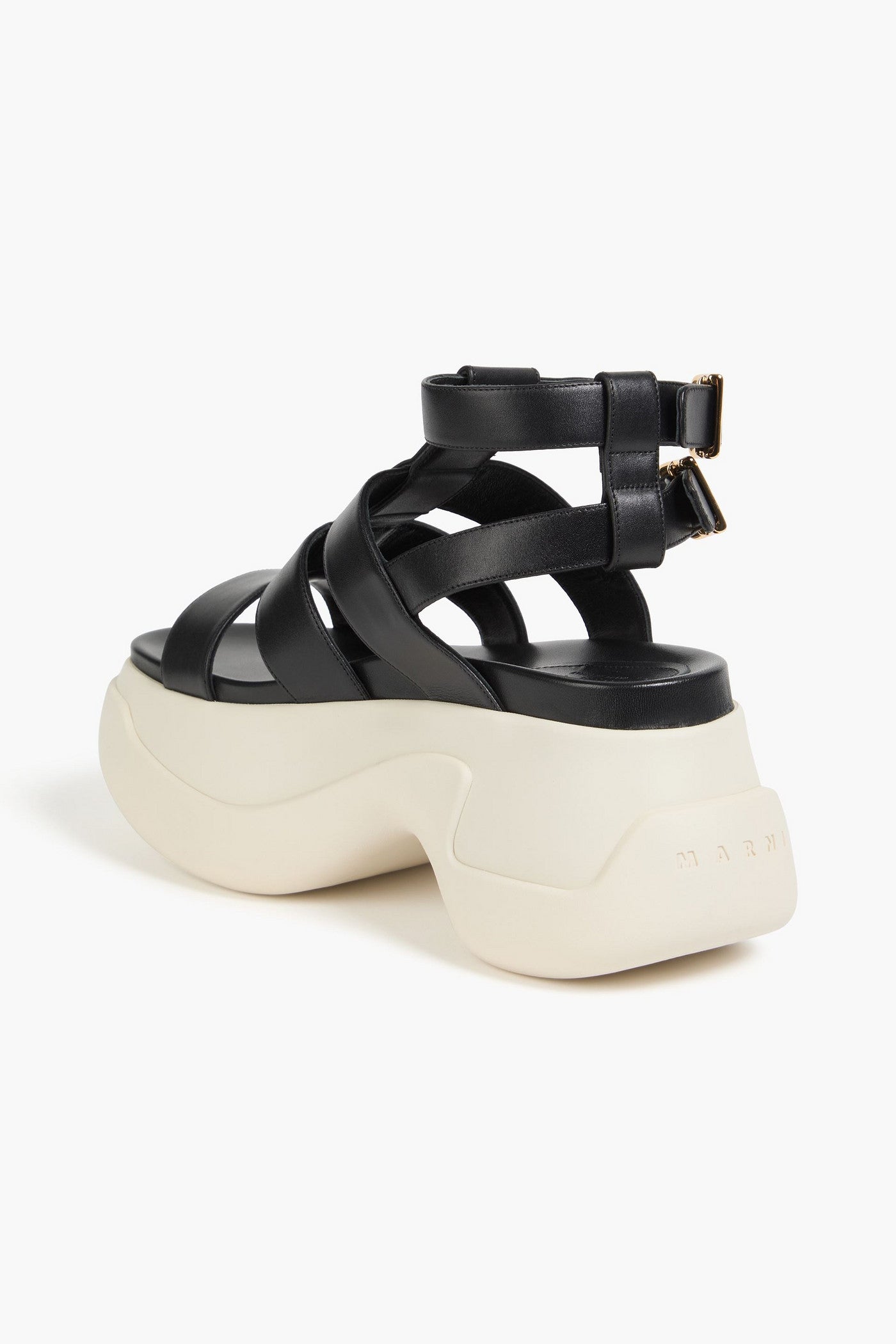 Marni Leather Exaggerated-Sole Sandals Black Women's