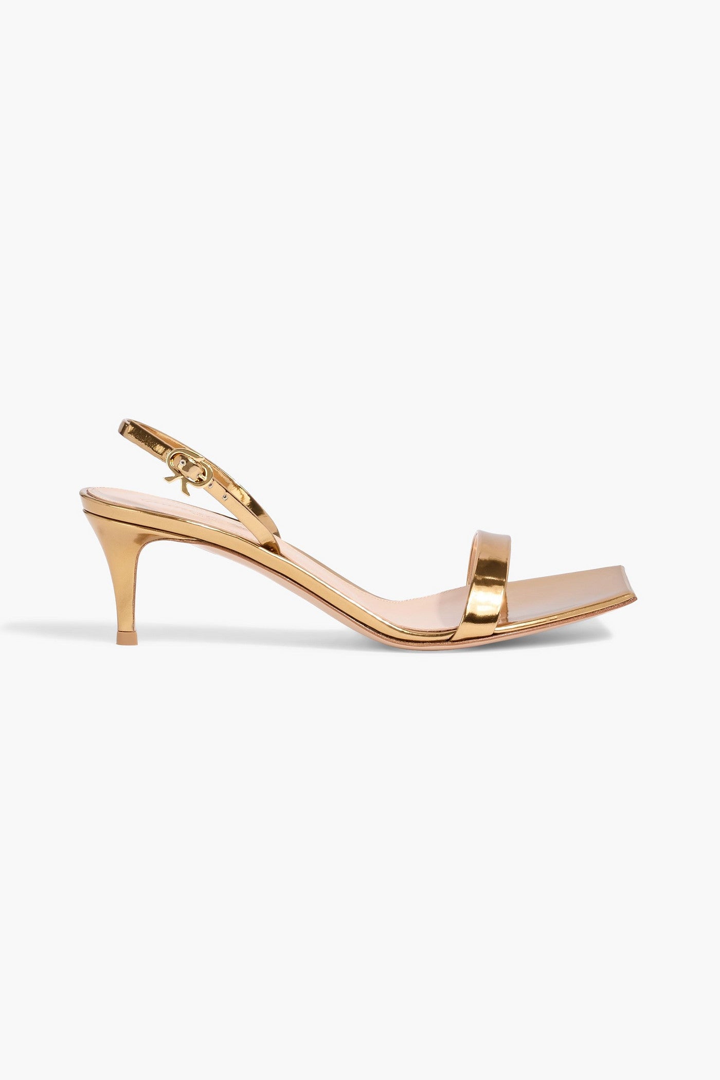 Gianvito Rossi Ribbon 55 Mirrored-Leather Slingback Sandals Gold Women's
