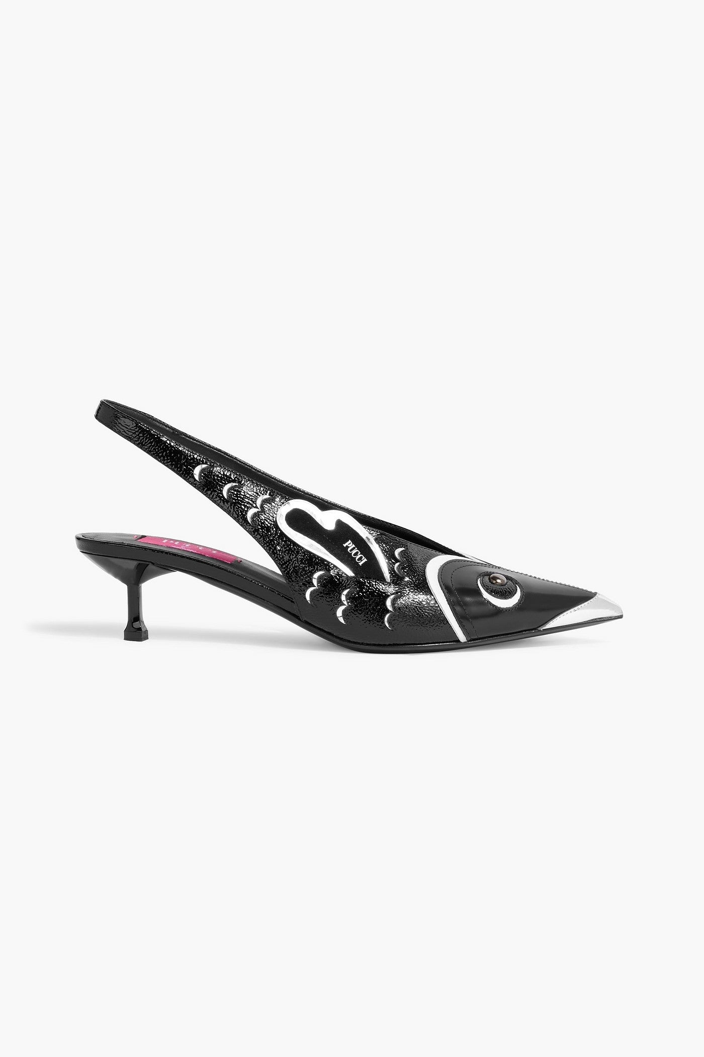 Pucci Embellished Smooth And Patent-Leather Slingback Pumps Black Women's