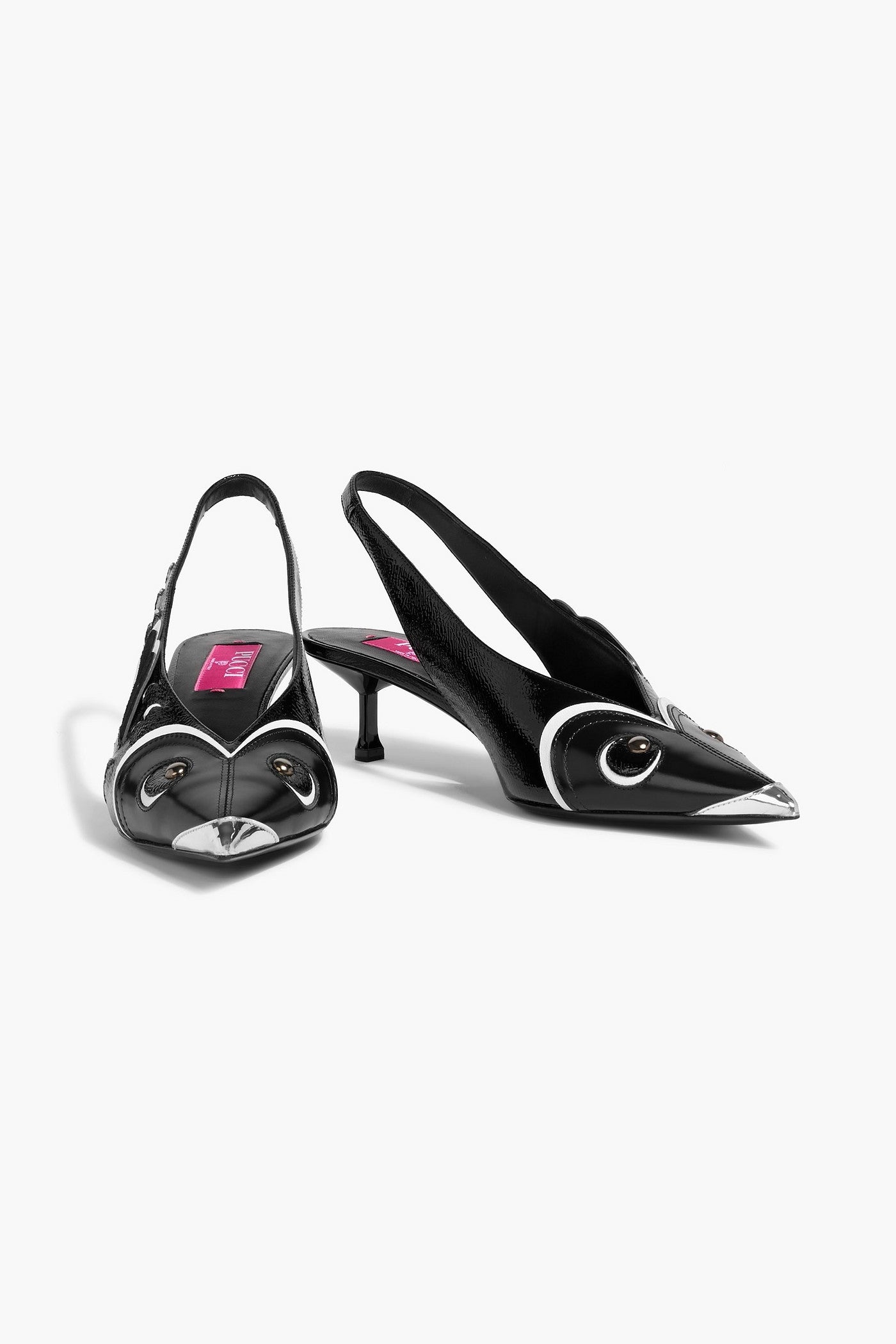 Pucci Embellished Smooth And Patent-Leather Slingback Pumps Black Women's