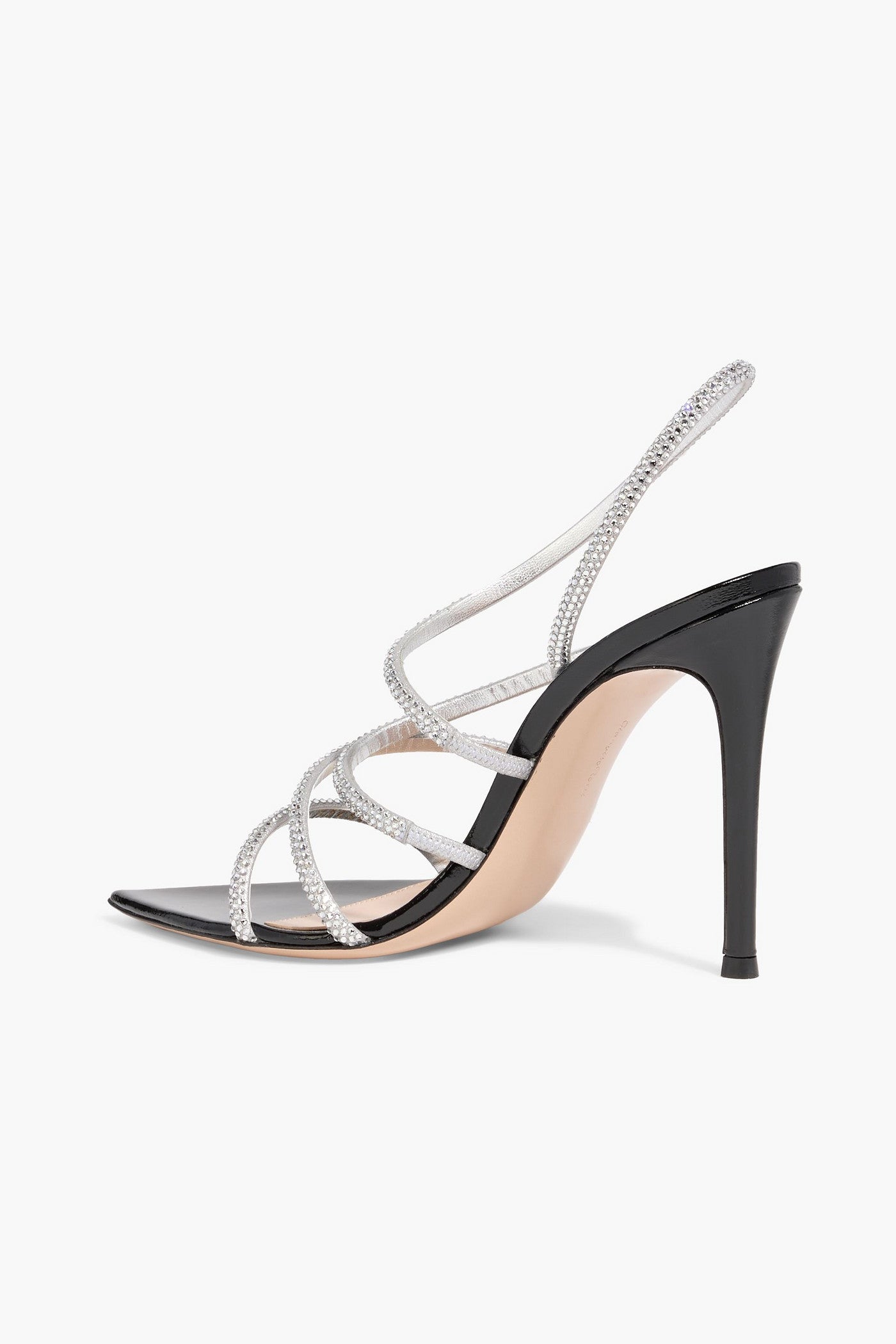 Gianvito Rossi Crystal Ettie 105 Embellished Leather Slingback Sandals Black Women's