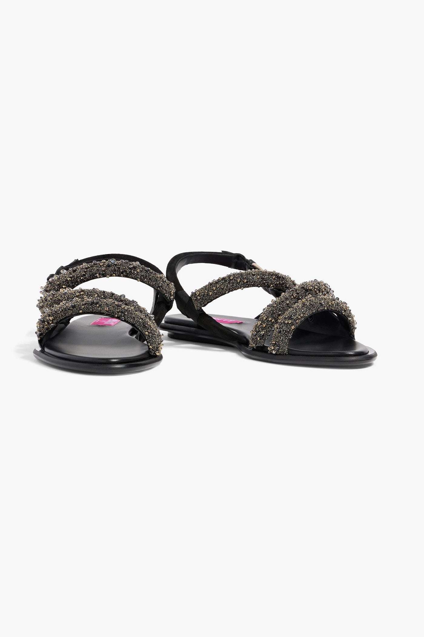 Pucci Bead-Embellished Leather Slingback Sandals Black Women's