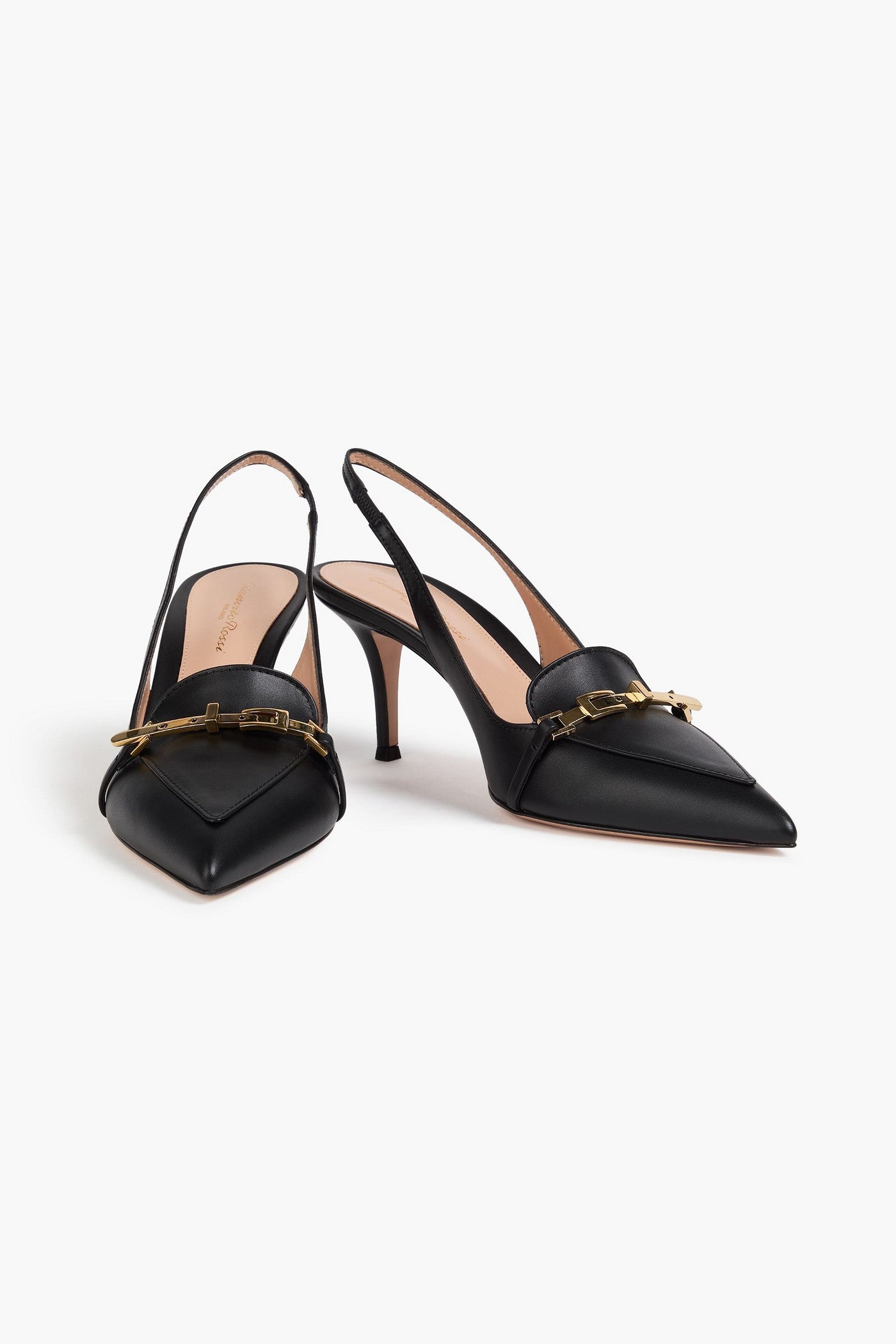 Gianvito Rossi Carrey 70 Embellished Leather Slingback Pumps Black Women's